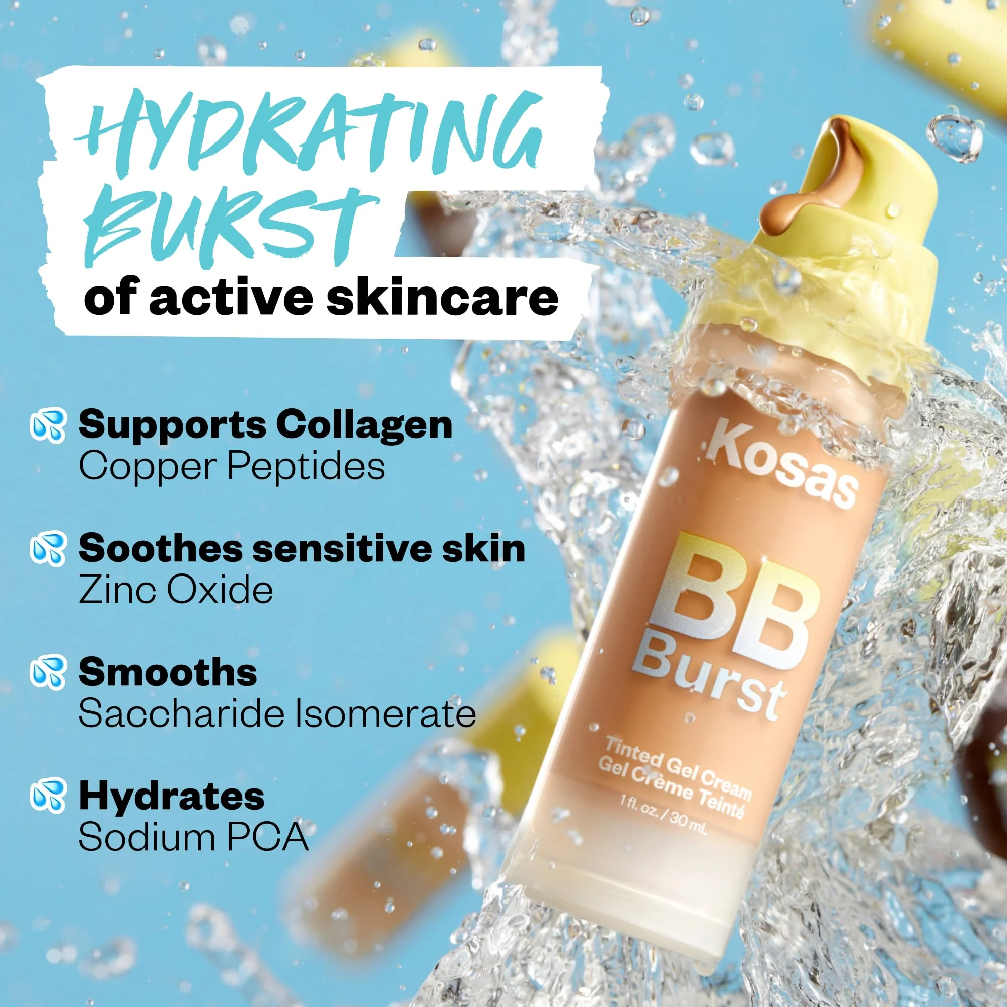 Kosas BB Burst Tinted Face Gel Cream - Smoothes Skin, Hydrates & Moisturizes - Lightweight Buildable Coverage - Very Light Cool 11, (1 Oz/30 ML) - Image 4
