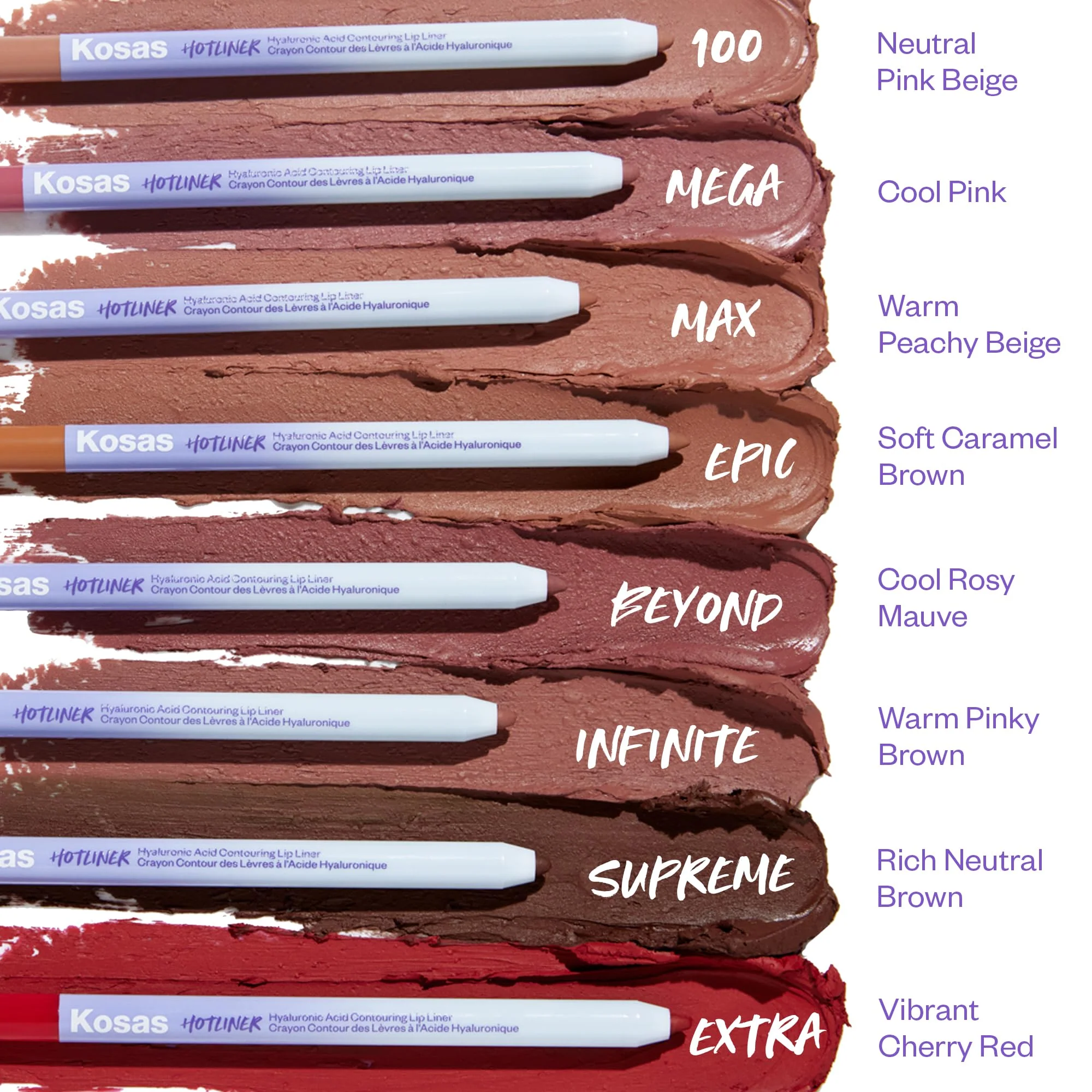 Kosas Hotliner Retractable Lip Liner Pencil with Built-In Brush & Sharpener - Easy Contouring, Hydrating, Long-Lasting - Pigmented Creamy Texture for Plumping Lips - Hyaluronic Acid & Konjac -100 - Image 4