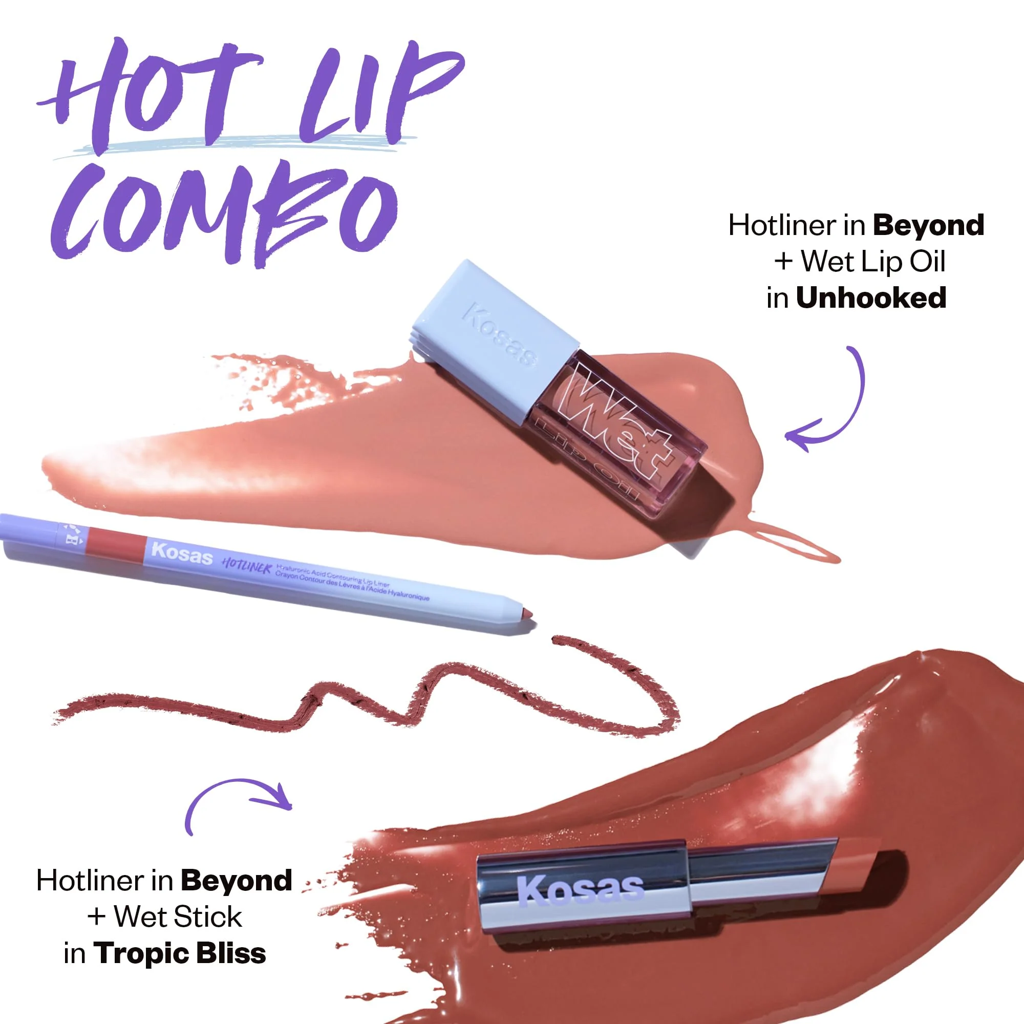Kosas Hotliner Retractable Lip Liner Pencil with Built-In Brush & Sharpener - Easy Contouring, Hydrating, Long-Lasting - Pigmented Creamy Texture for Plumping Lips - Hyaluronic Acid & Konjac- Beyond - Image 3