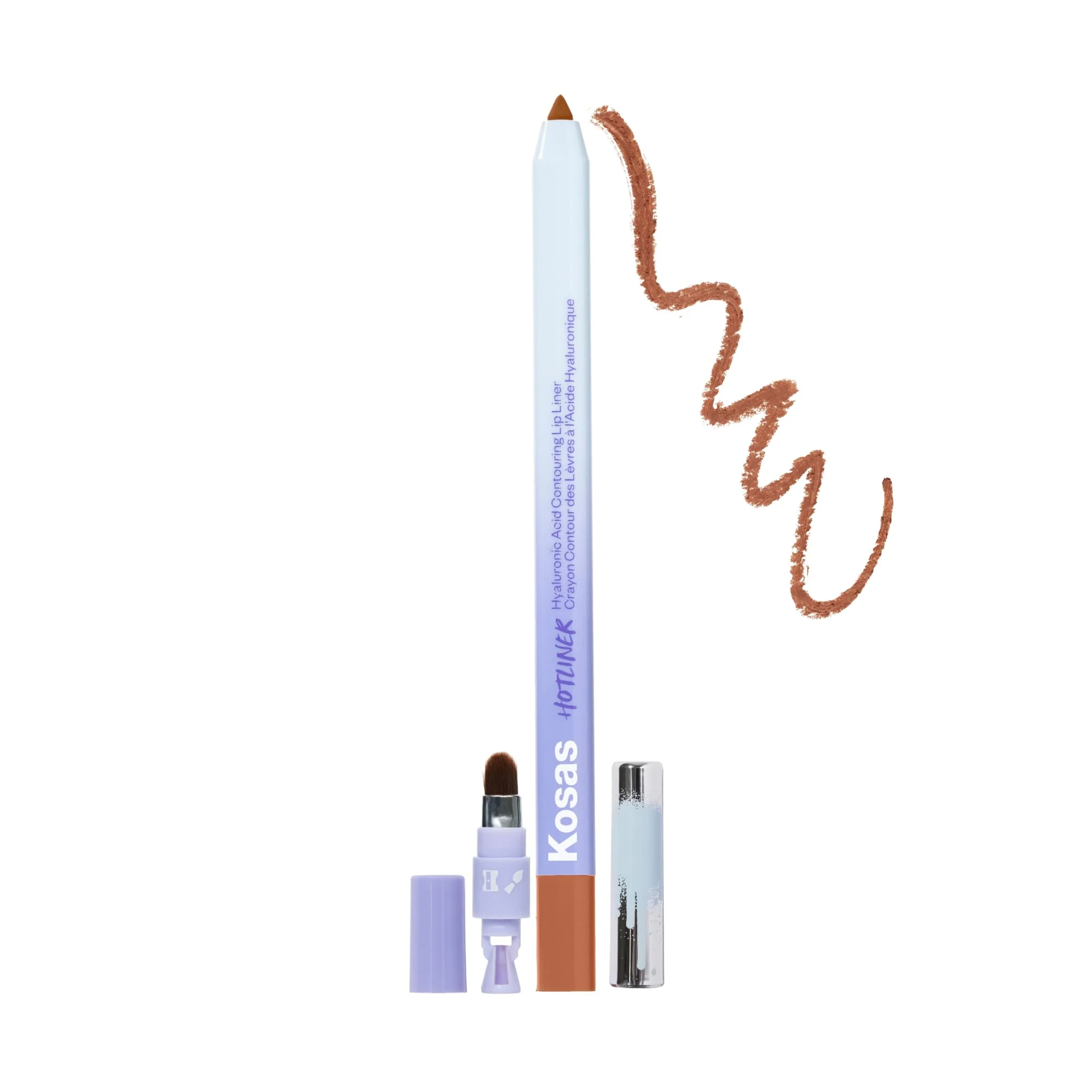 Kosas Hotliner Retractable Lip Liner Pencil with Built-In Brush & Sharpener - Easy Contouring, Hydrating, Long-Lasting - Pigmented Creamy Texture for Plumping Lips - Hyaluronic Acid & Konjac - Epic