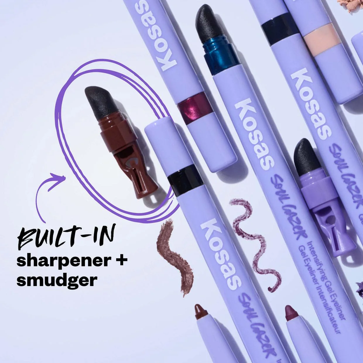 Kosas Soulgazer Gel Eyeliner (Hypnotize) - Waterproof, Smudge-Proof Pen with Hyaluronic Acid - Retractable Eyeliner Pencil with Sharpener & Smudger, Long-Lasting - Intense Black Matte - Image 4