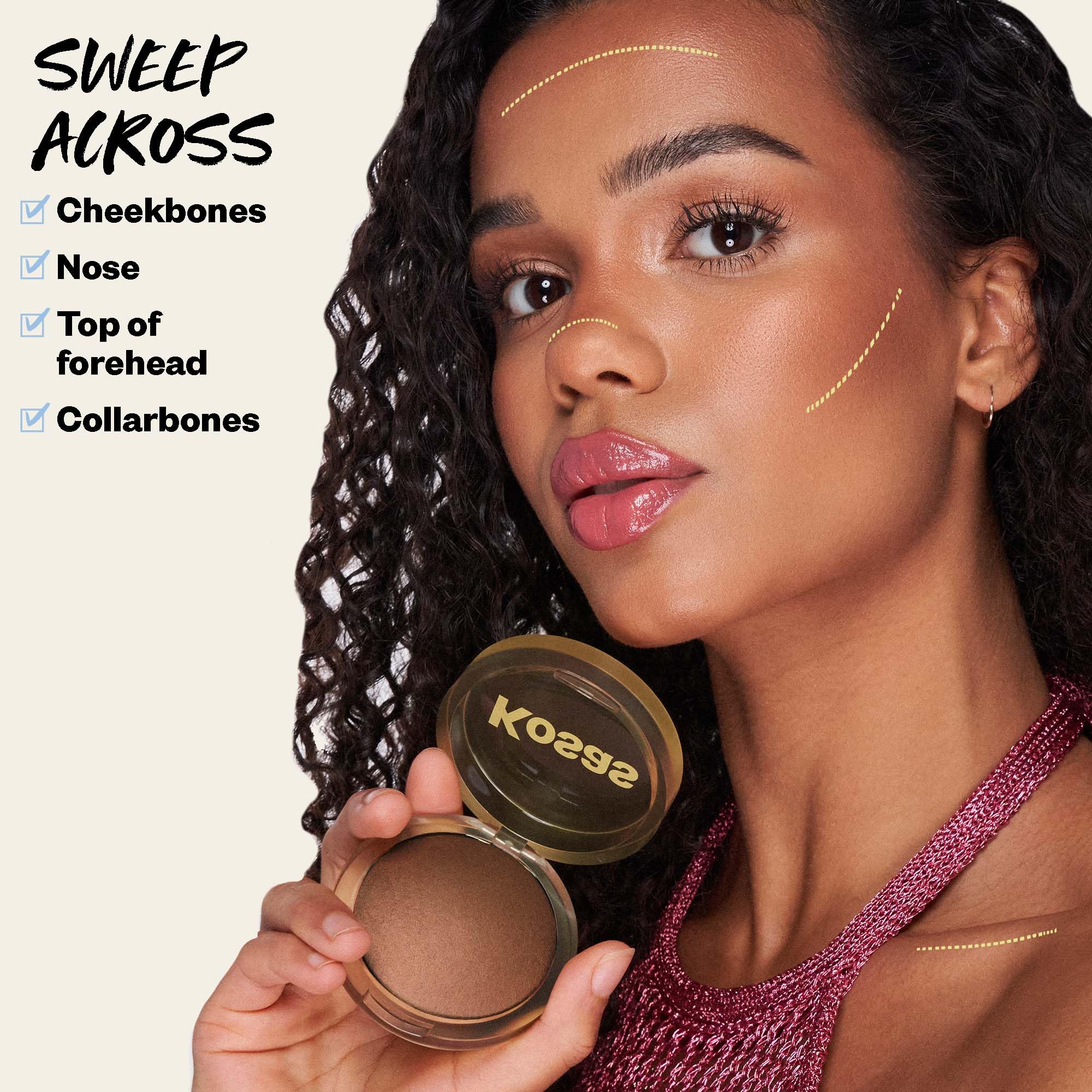 Kosas Sun Show Glowy Warmth Baked Bronzer - Contouring Powder for Cheekbones, Nose & Jawline - Enriched with Concentrated Fatty Acids - Talc-Free, Vegan & Hypoallergenic - Escape - Image 7