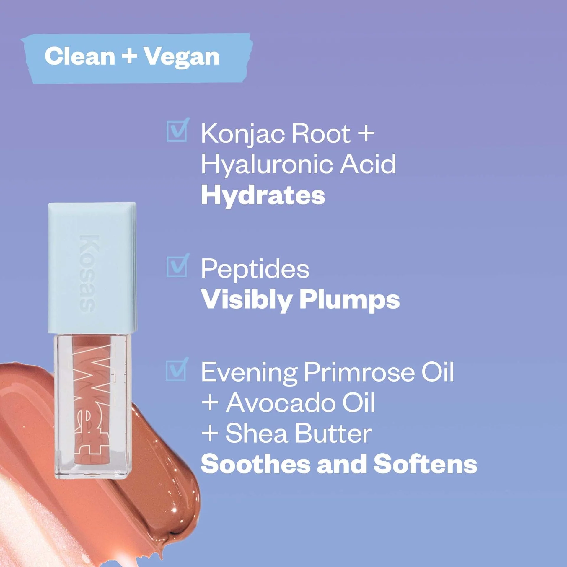 Kosas Wet Lip Oil Gloss - Hydrating Lip Plumping Treatment with Hyaluronic Acid & Peptides, Non-Sticky Finish (Unbuttoned) - Image 5