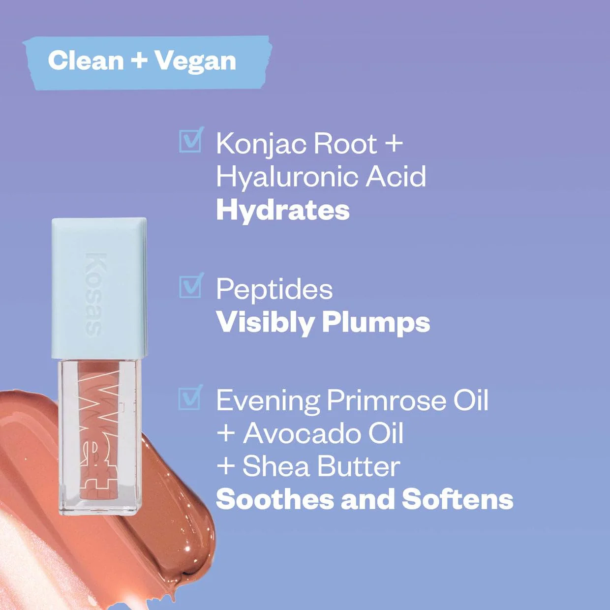 Kosas Wet Lip Oil Gloss - Hydrating Lip Plumping Treatment with Hyaluronic Acid & Peptides, Non-Sticky Finish (Unzipped) - Image 5