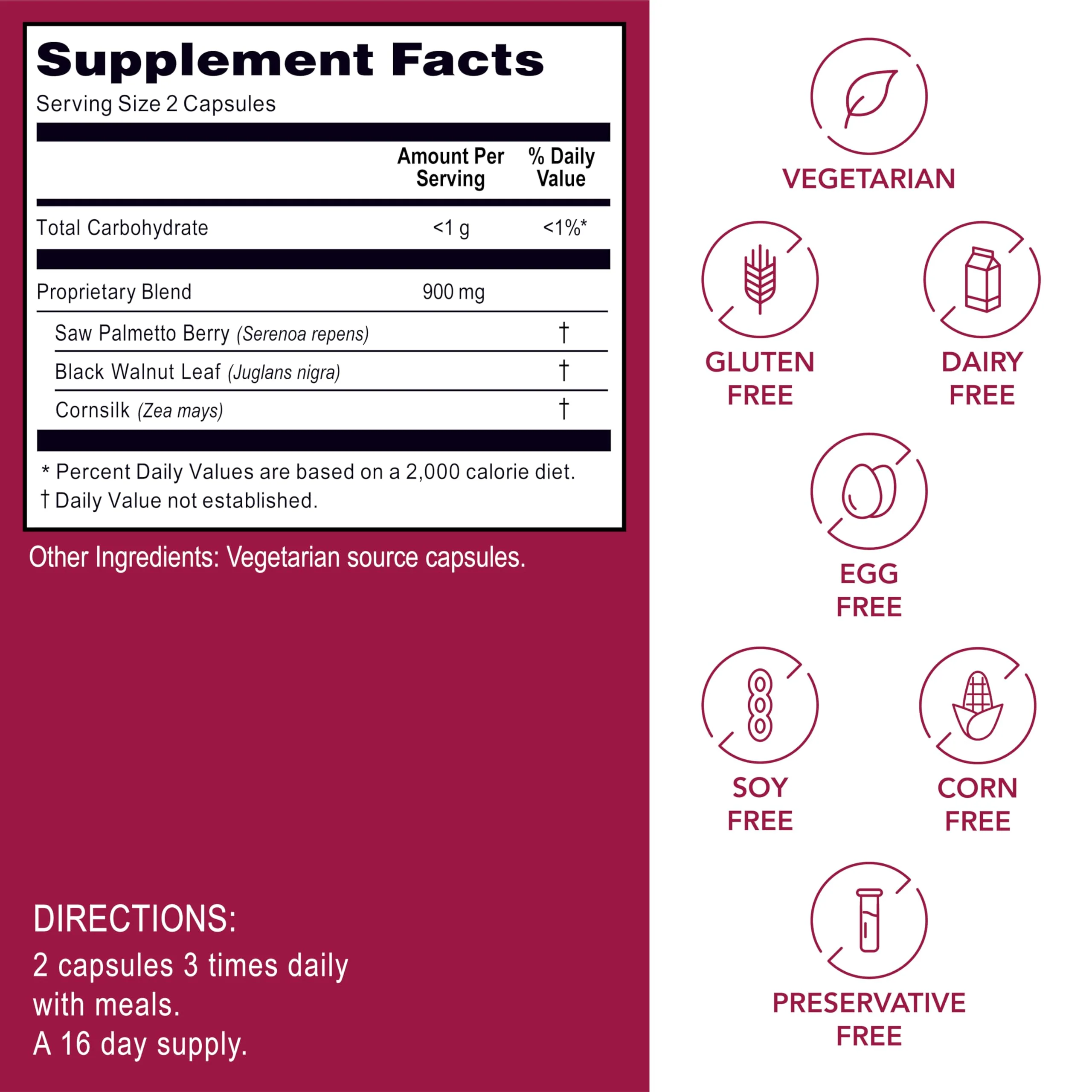 Kroeger Herb Products, Men’s Special, Saw Palmetto Supplement with Black Walnut, DHT Blocker Urinary Health and Prostate Support for Men's Health, Vegan, Non-GMO Capsules, Made in USA - Image 6