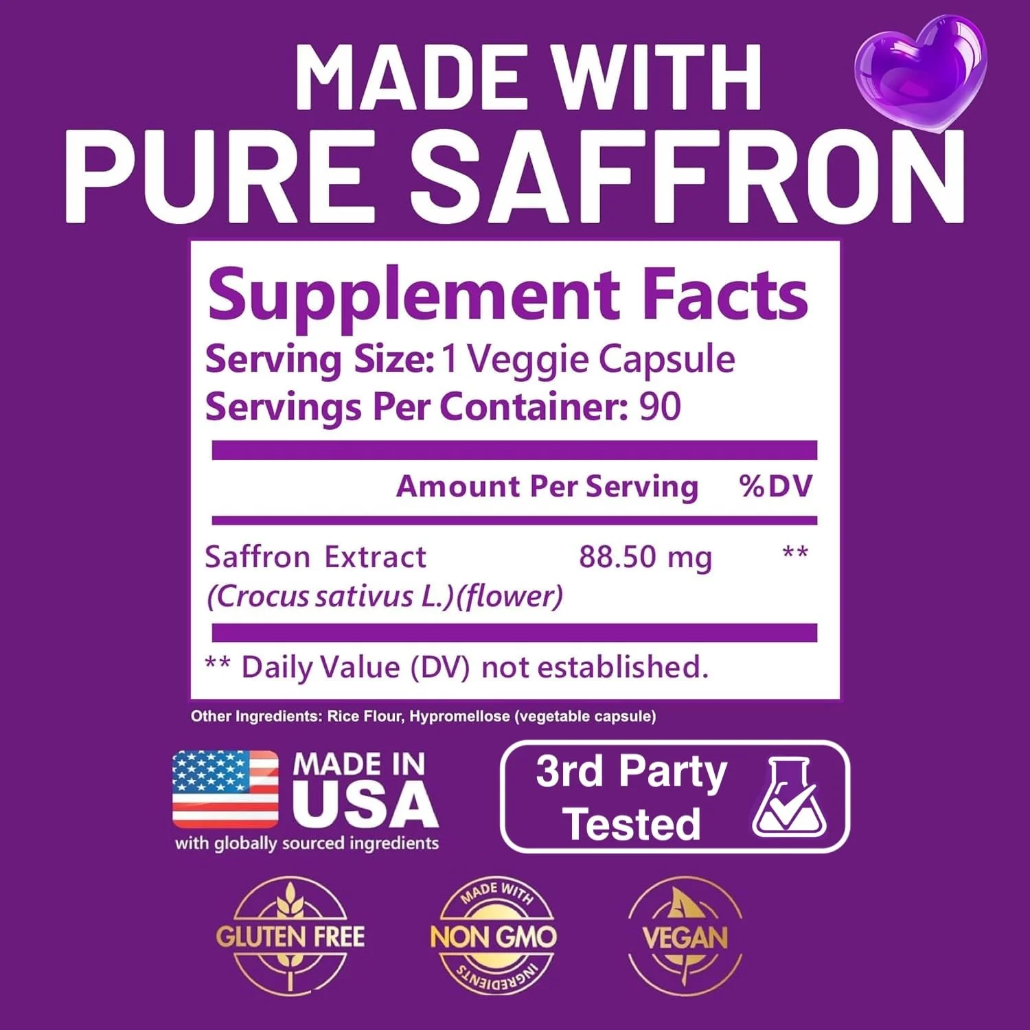 Kwala Nutrition Saffron Supplements for Mood & Focus | 88.5mg Pure Saffron Extract | 3rd Party Tested | Made in USA | 3 Month Supply | 90 Capsules - Image 5
