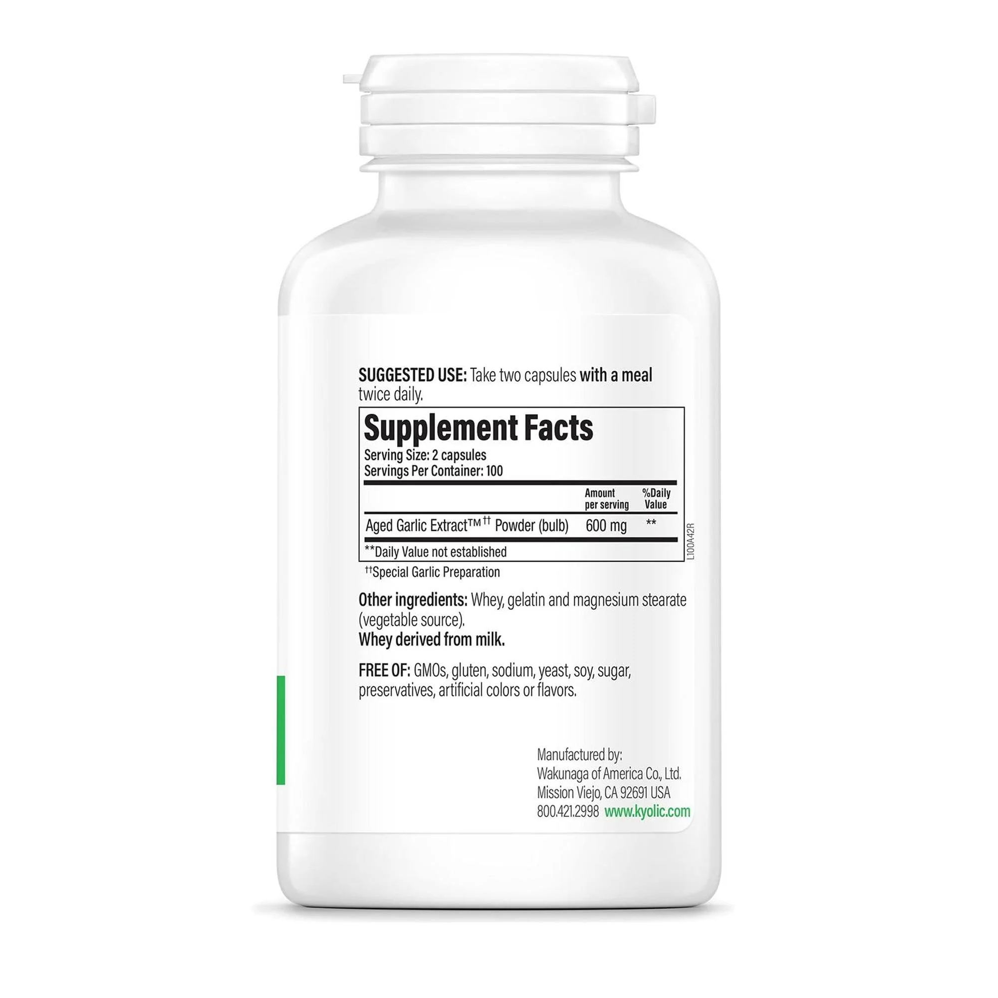 Kyolic Aged Garlic Extract Formula 100, Cardiovascular Health*, 200 Capsules. - Image 4