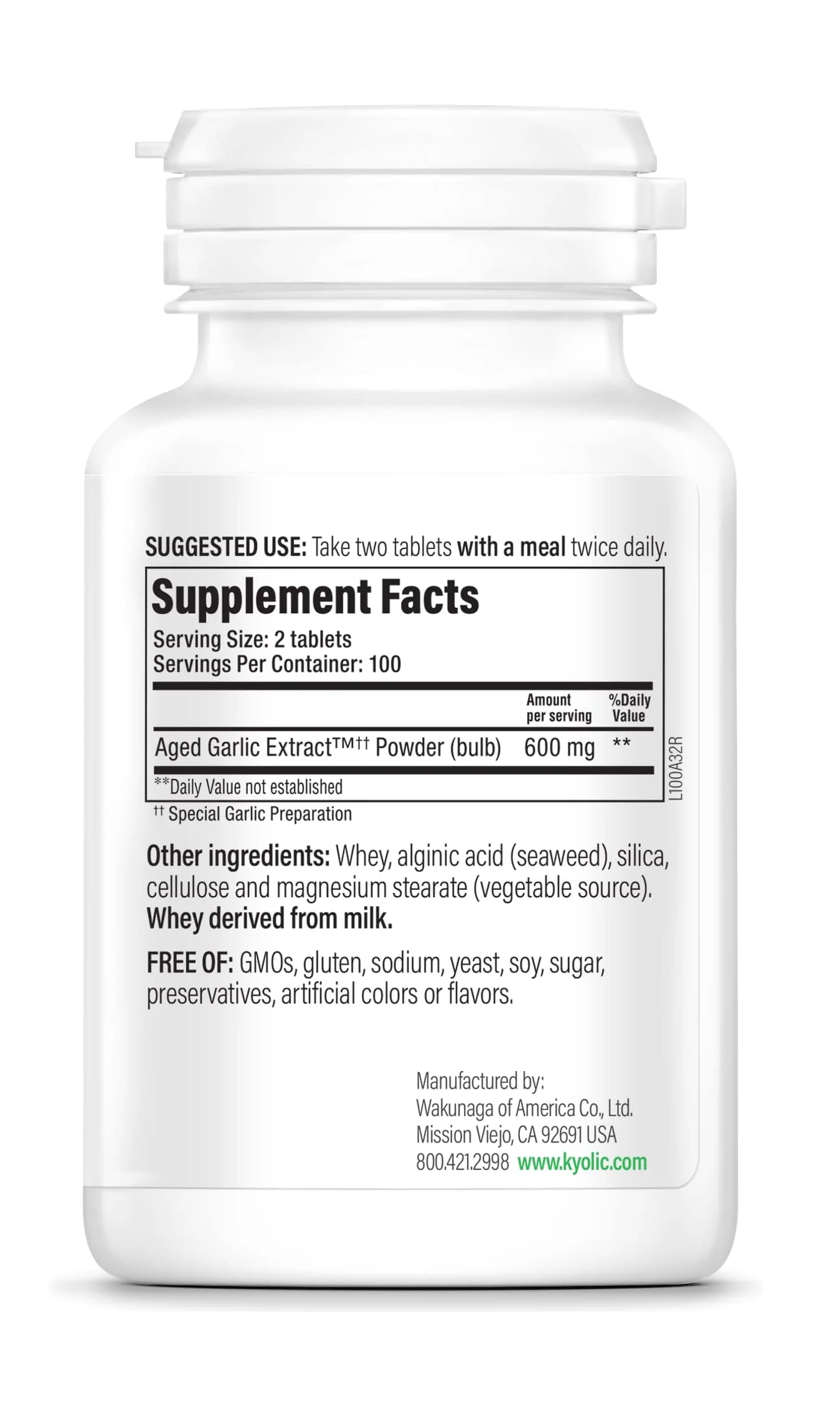 Kyolic Aged Garlic Extract Formula 100, Cardiovascular Health*, 200 Tablets. - Image 5