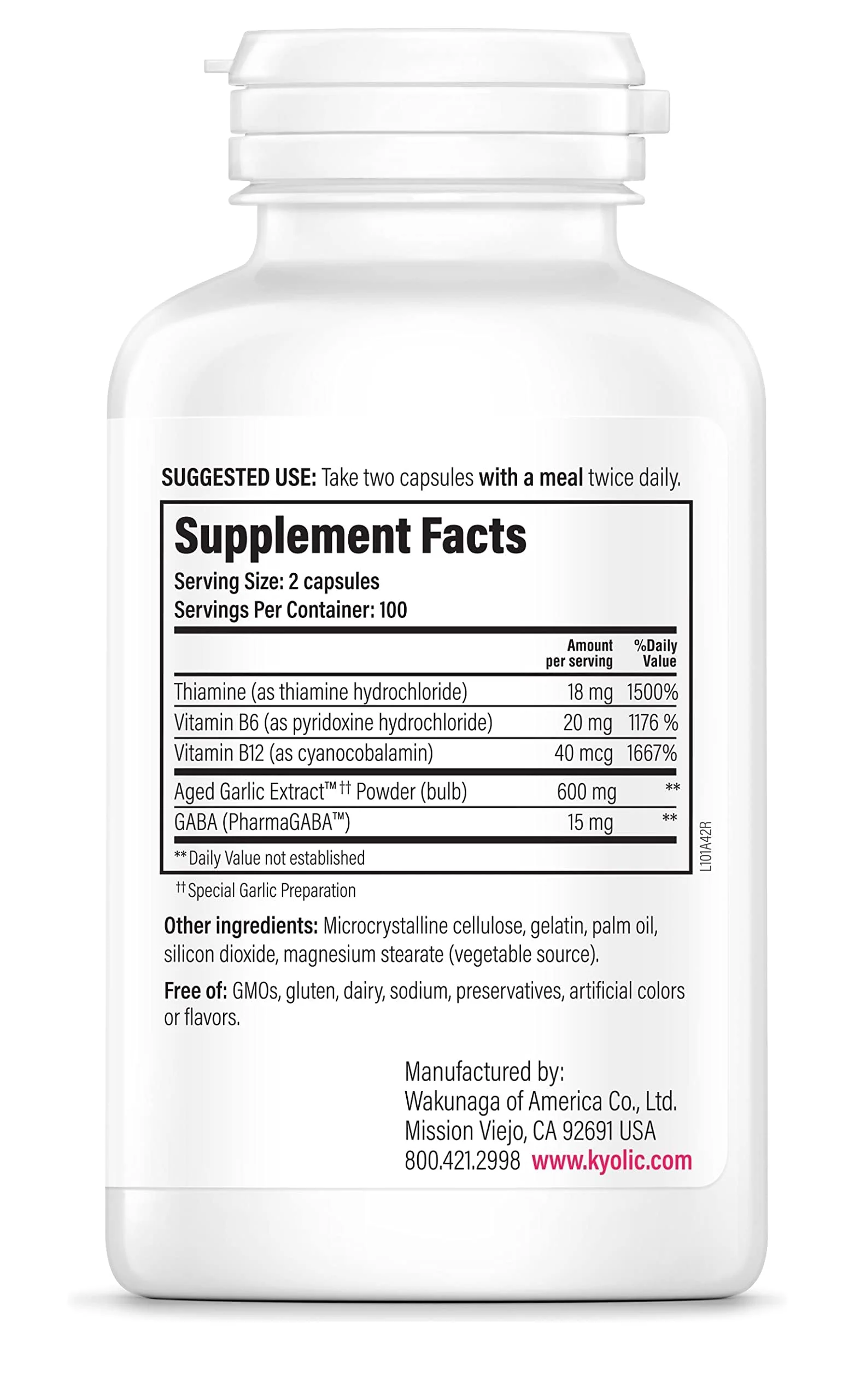 Kyolic Aged Garlic Extract Formula 101, Stress and Fatigue Relief*, 200 Capsules. - Image 4