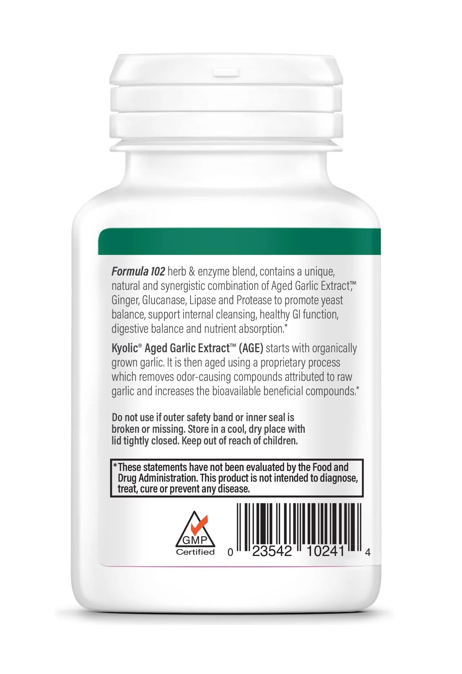Kyolic Aged Garlic Extract Formula 102, Cleanse & Digestion*, Ginger and Enzyme Complex, 100 Capsules - Image 3