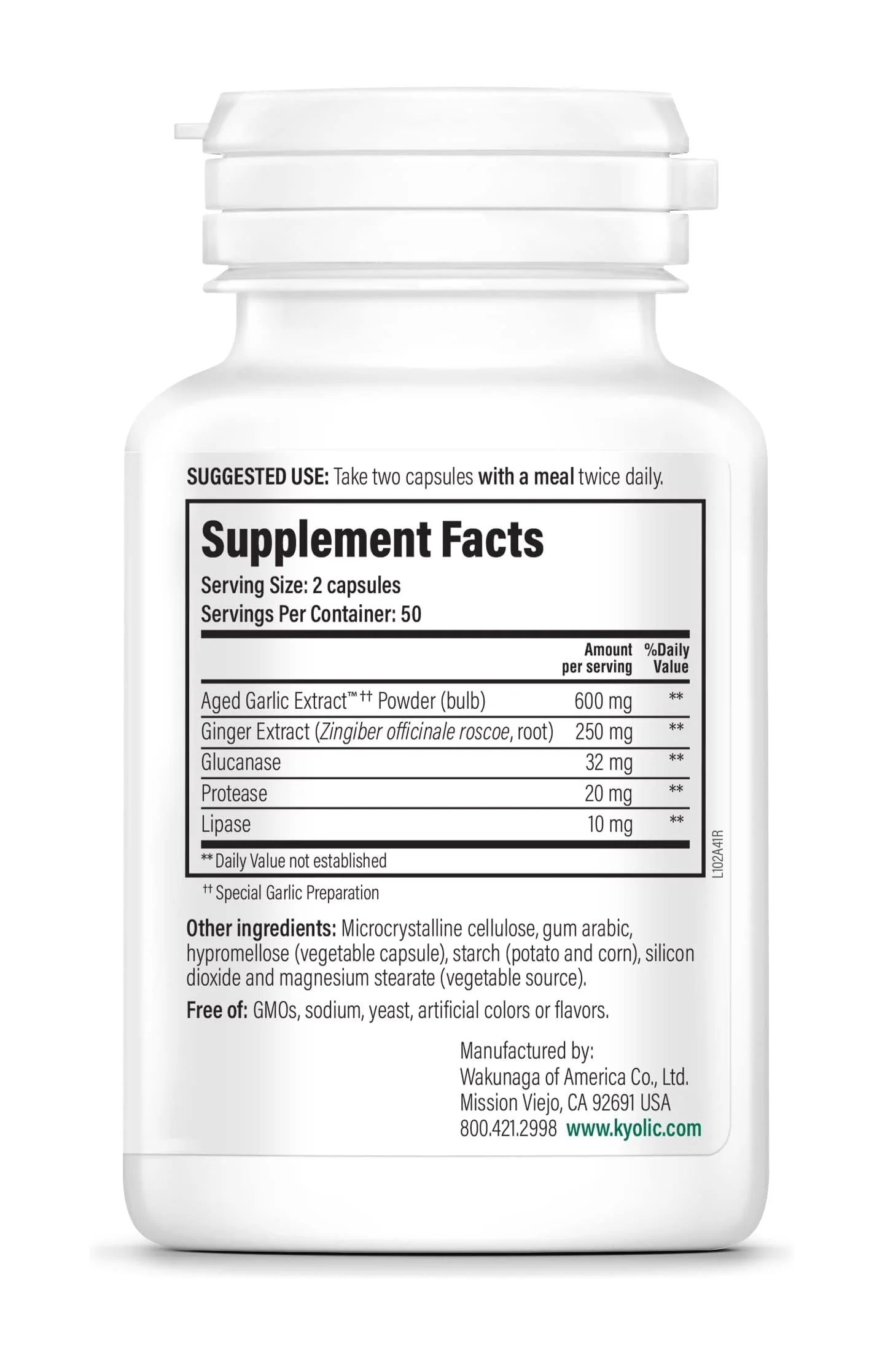Kyolic Aged Garlic Extract Formula 102, Cleanse & Digestion*, Ginger and Enzyme Complex, 100 Capsules - Image 5