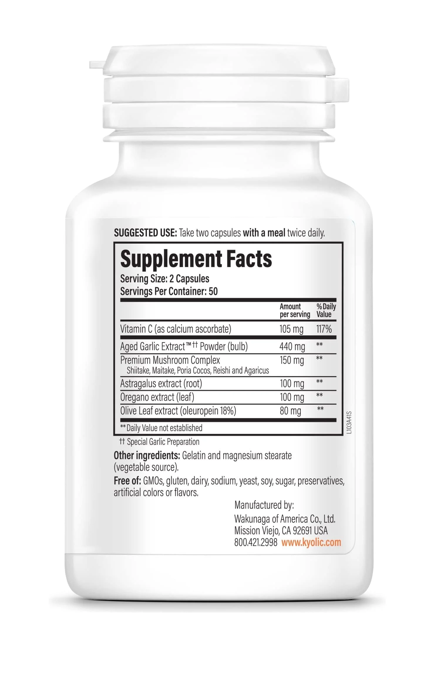 Kyolic Aged Garlic Extract Formula 103, Immune Support*, 100 Capsules - Image 4