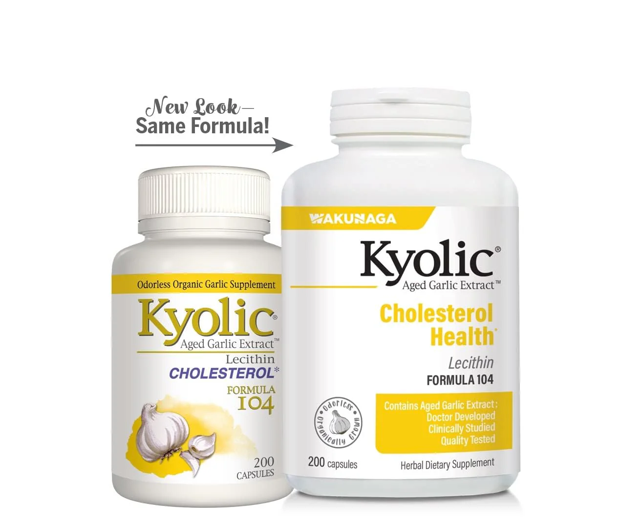 Kyolic Aged Garlic Extract Formula 104, Cholesterol Health*, 200 Capsules - Image 2
