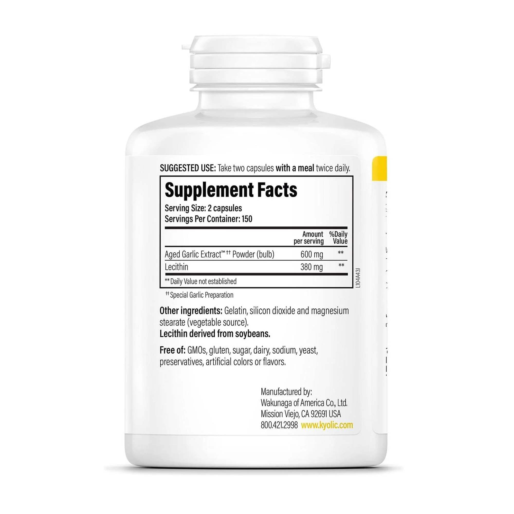 Kyolic Aged Garlic Extract Formula 104, Cholesterol Health*, 300 Capsules - Image 4