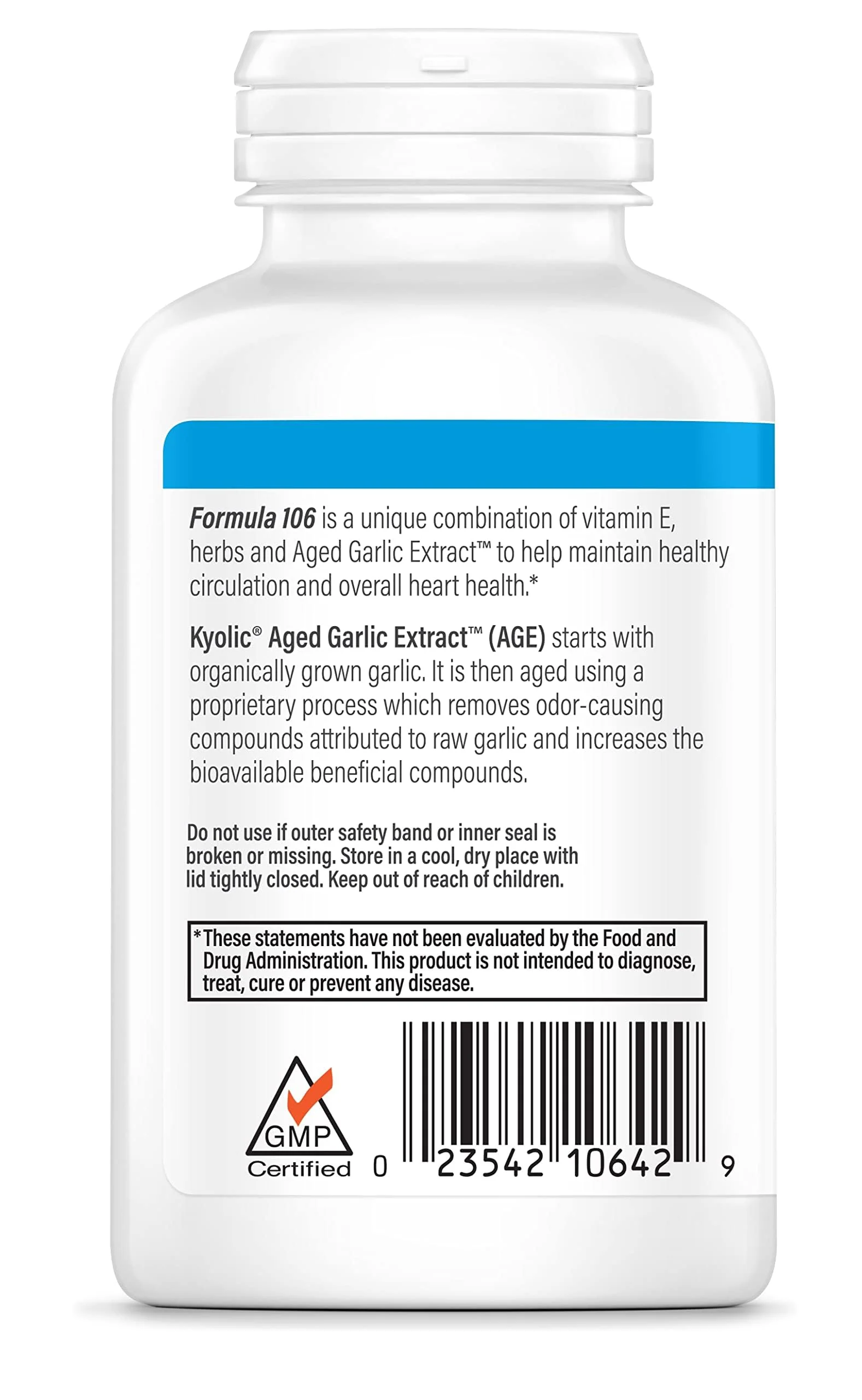 Kyolic Aged Garlic Extract Formula 106, Circulation Health*, 200 Capsules. - Image 2