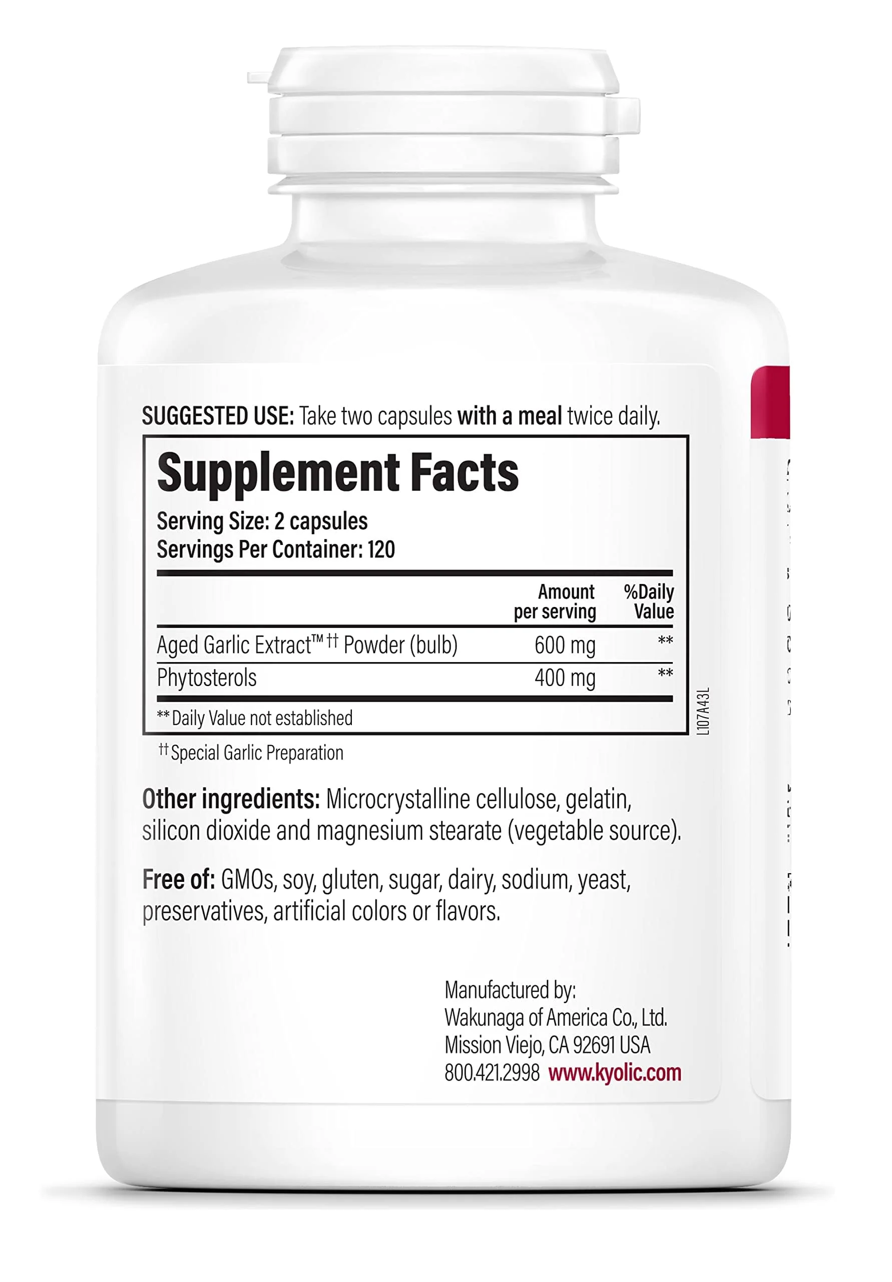 Kyolic Aged Garlic Extract Formula 107, Phytosterols for Cholesterol Support*, 240 Capsules - Image 5