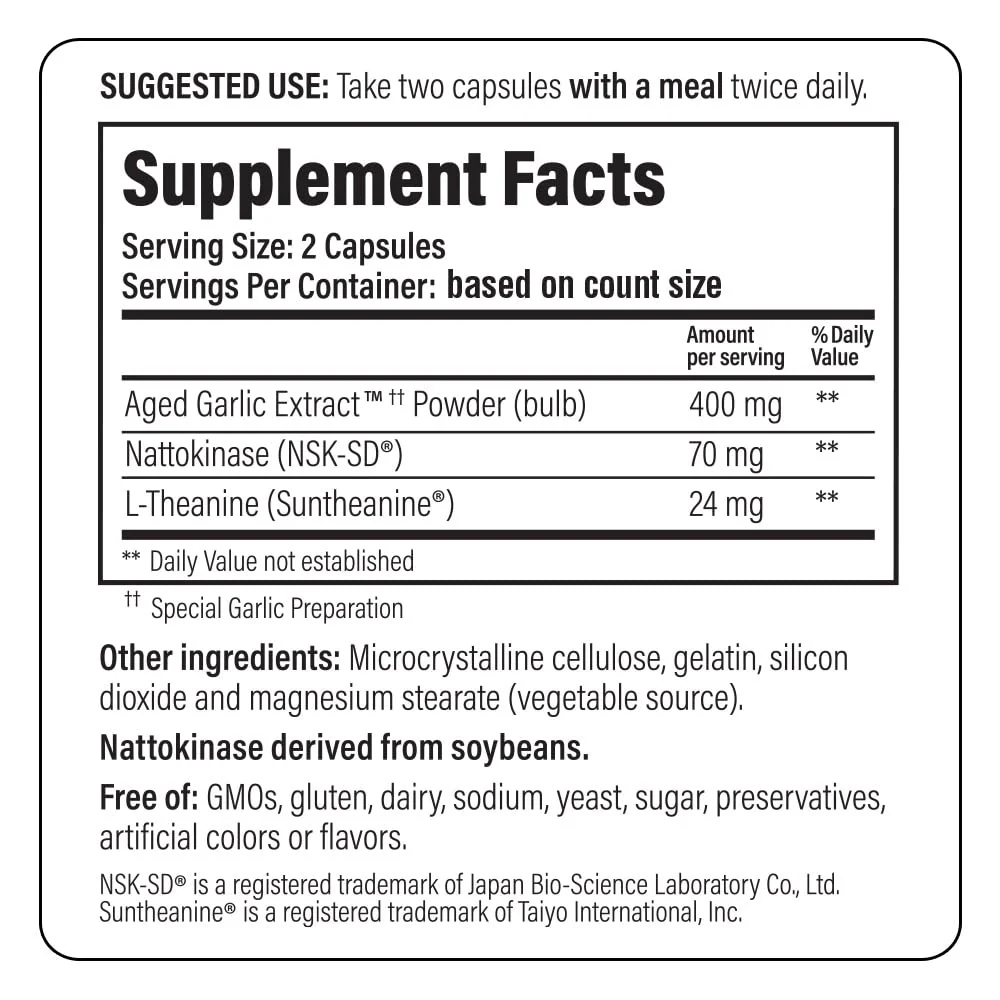 Kyolic Aged Garlic Extract Formula 109 - for Blood Pressure Health - Supports Maintaining Blood Pressure Levels Already Within a Normal Range - Heart Health Supplement - 160 Capsules - Image 2