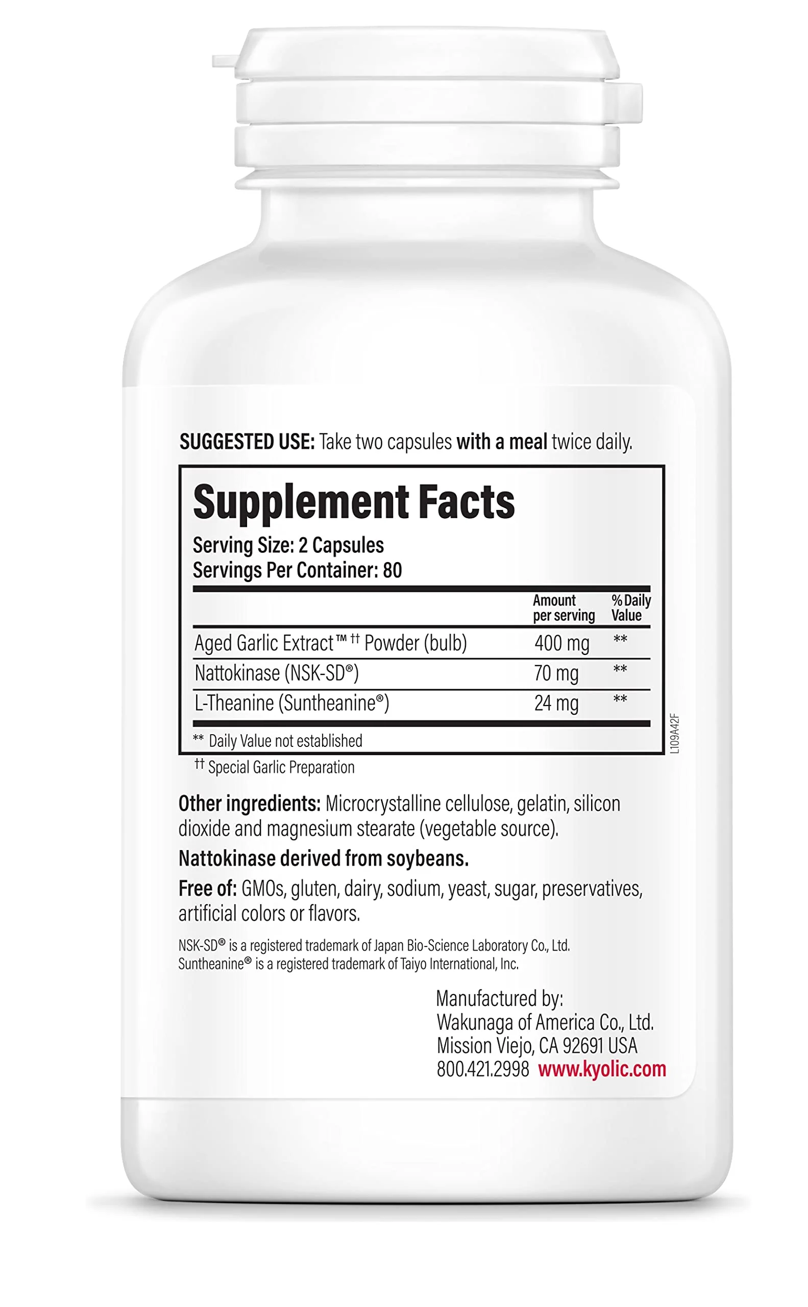 Kyolic Aged Garlic Extract Formula 109 - for Blood Pressure Health - Supports Maintaining Blood Pressure Levels Already Within a Normal Range - Heart Health Supplement - 160 Capsules - Image 3