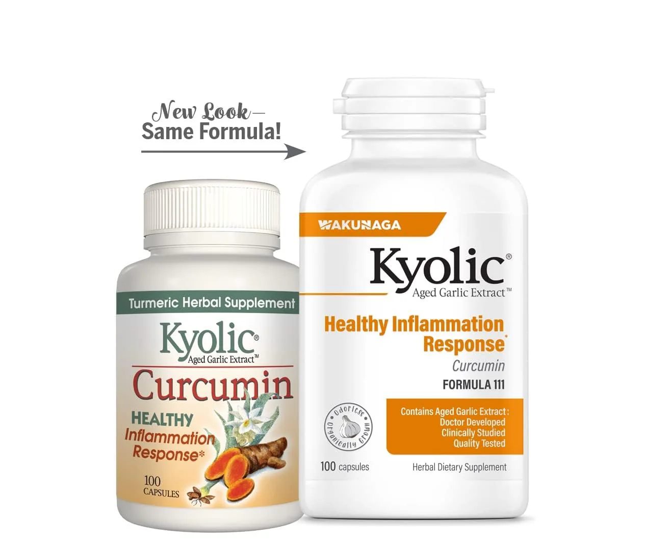 Kyolic Aged Garlic Extract Formula 111, Healthy Inflammation Response*, Curcumin, 100 Capsules - Image 2