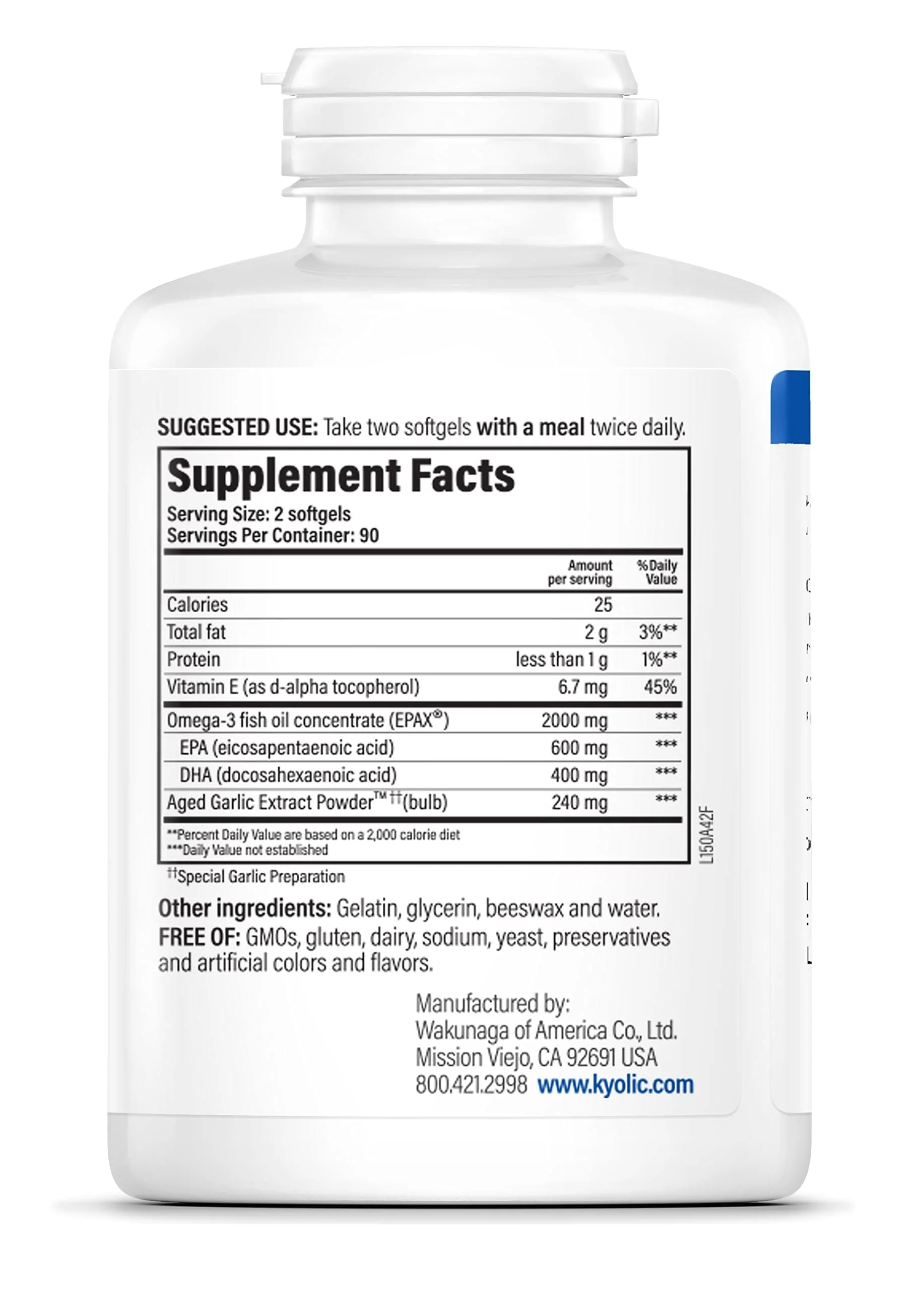 Kyolic Aged Garlic Extract Formula 150, Cholesterol & Circulation Health*, 180 softgels - Image 4