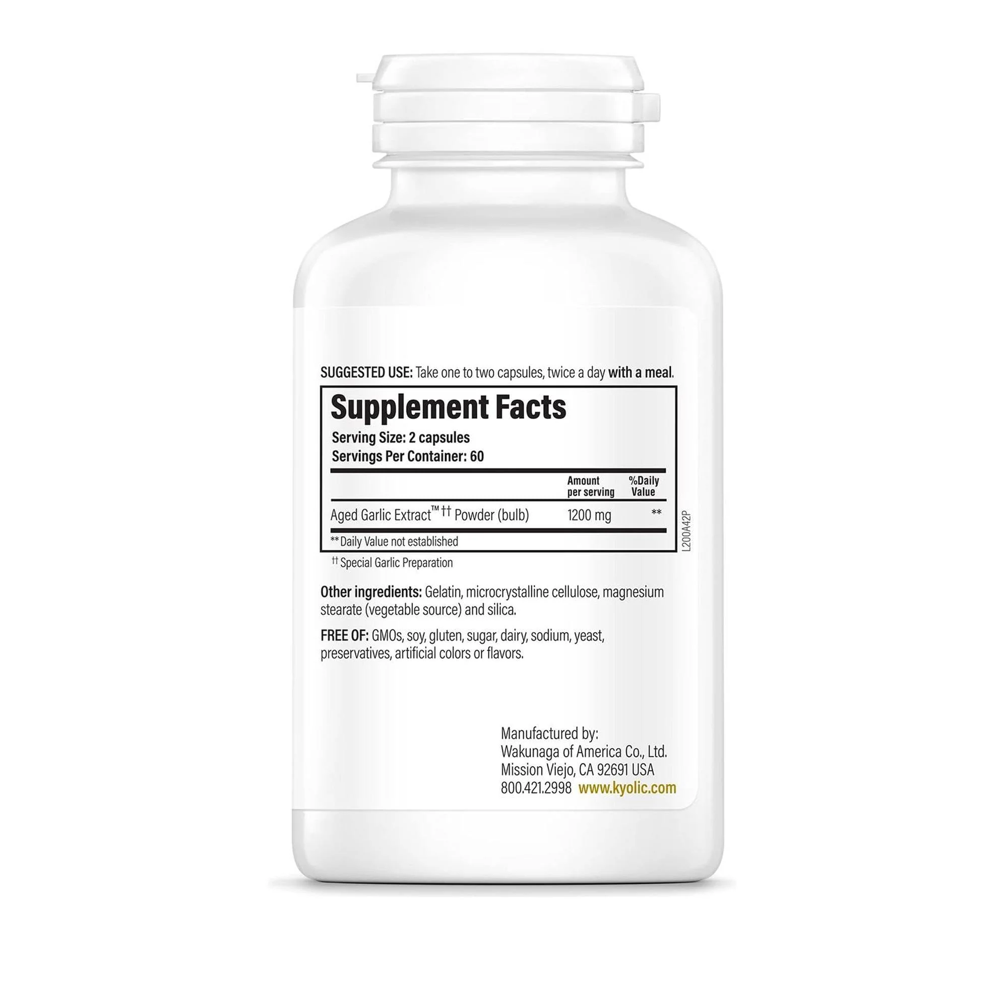 Kyolic Aged Garlic Extract Formula 200, Cardiovascular & Immune*, Reserve, 120 Capsules - Image 4