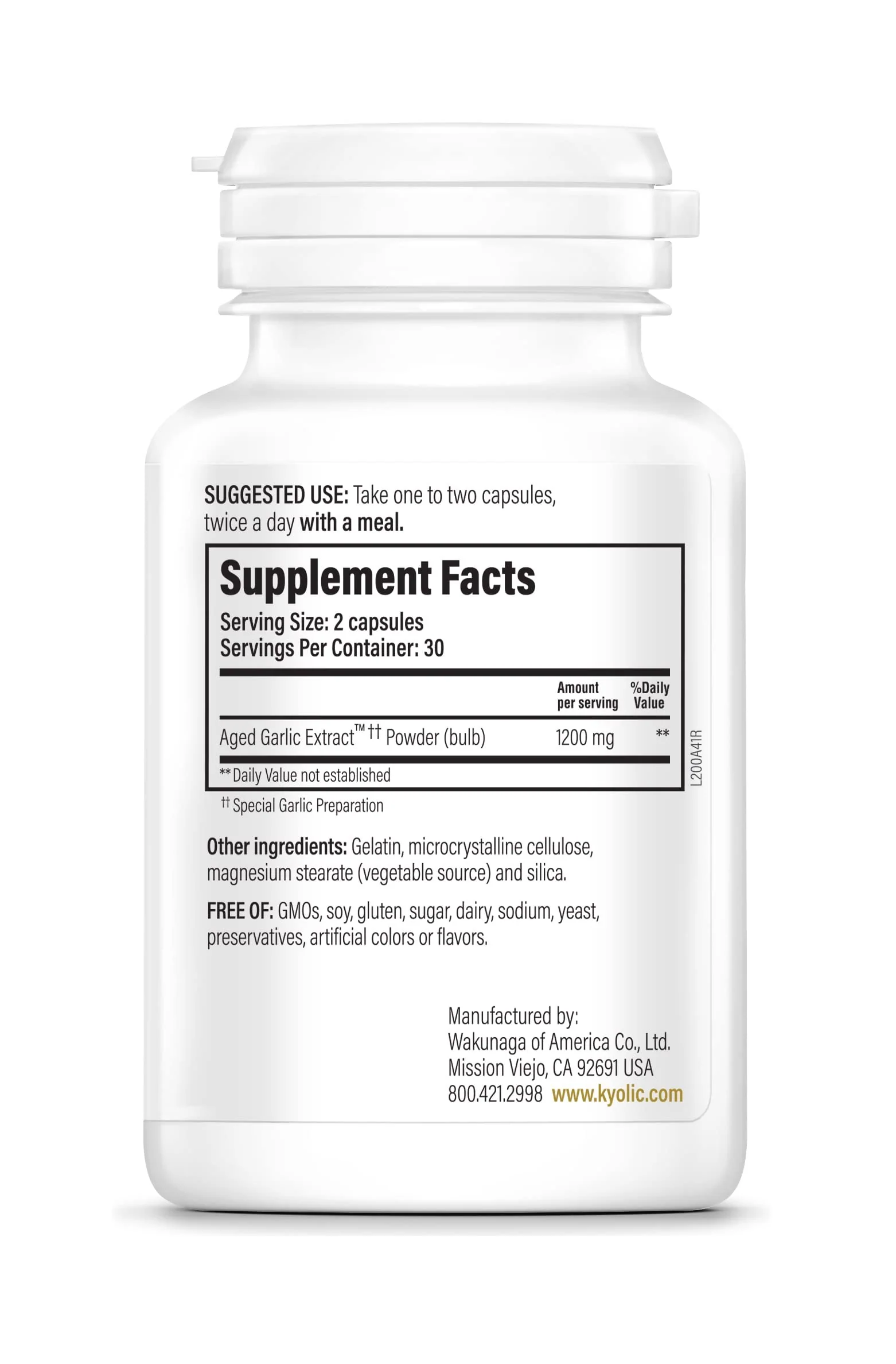 Kyolic Aged Garlic Extract Formula 200, Cardiovascular & Immune*, Reserve, 60 Capsules - Image 5