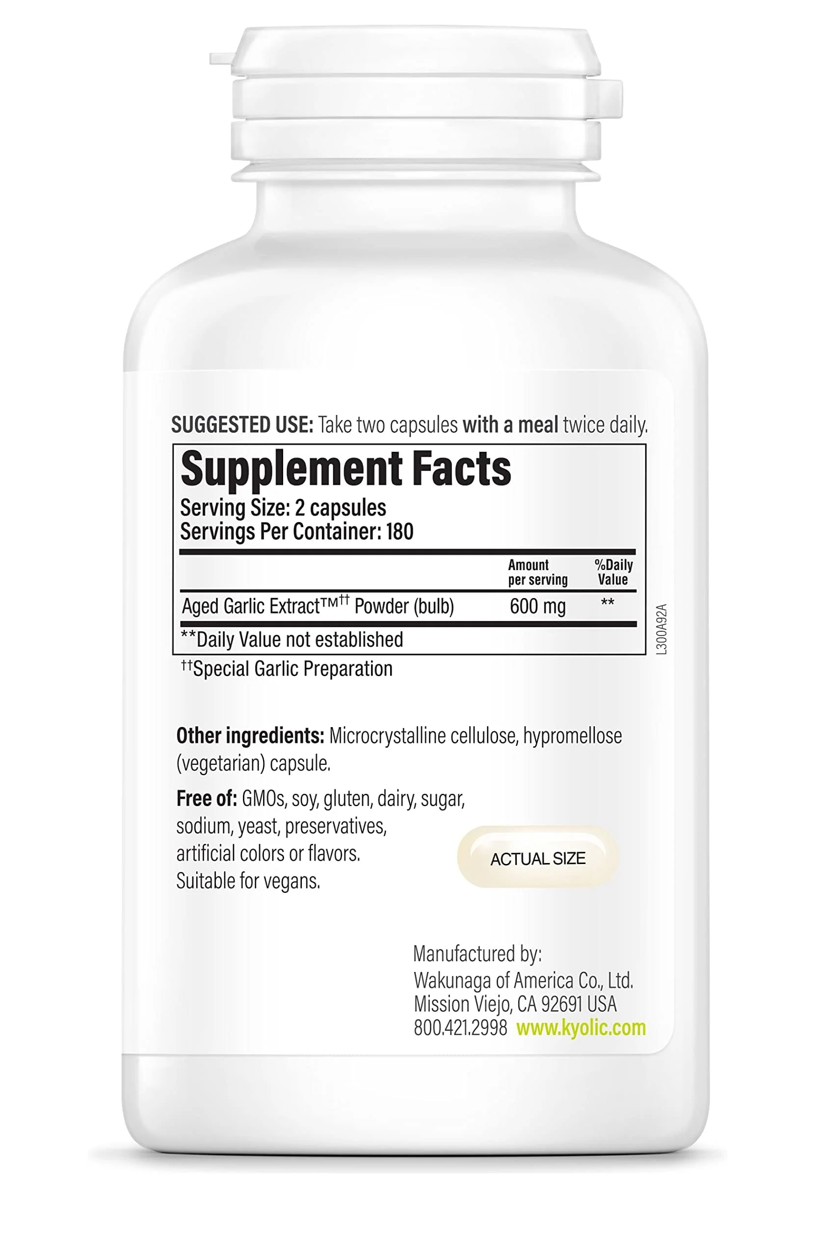 Kyolic Aged Garlic Extract Formula 300, Cardiovascular Health*, Vegan, 360 Capsules - Image 8