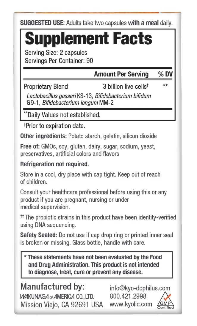 Kyolic Kyo-Dophilus Daily Probiotic, Immune Health & Digestive Support*, 180 Capsules - Image 4