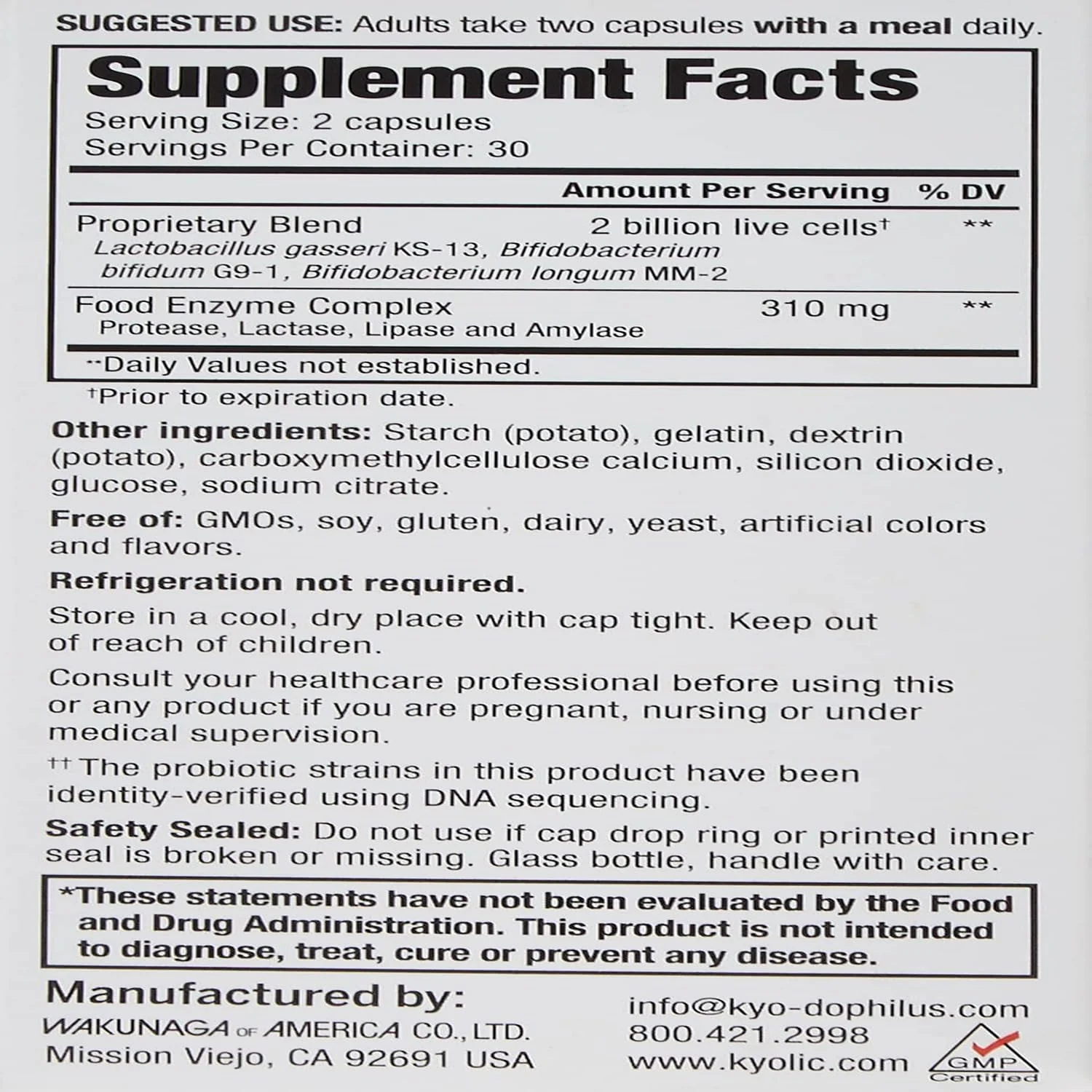 Kyolic Kyo-Dophilus Enzymes+ Probiotic, Nutrient Digestion and Gut Health*, 60 Capsules - Image 6