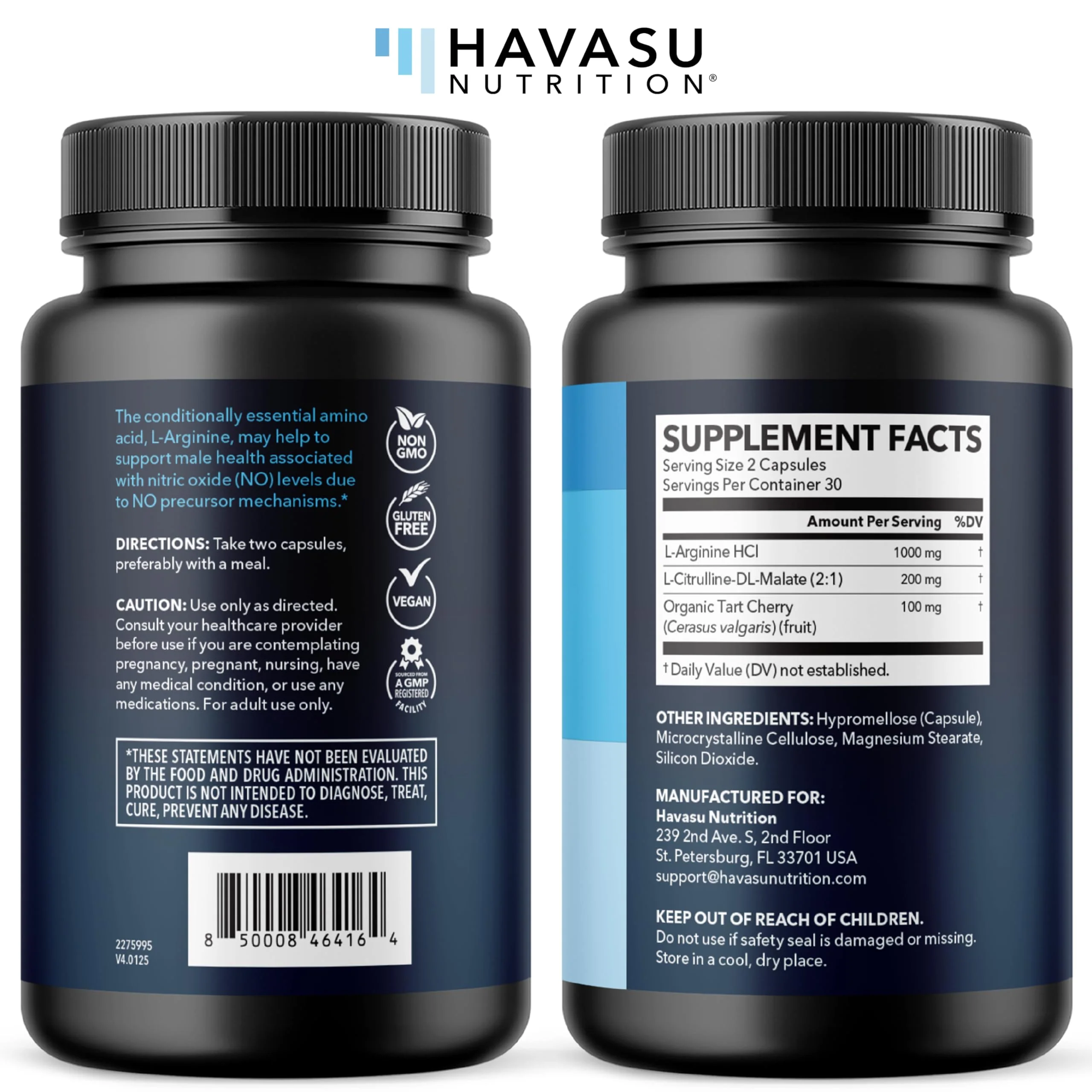 L-Arginine Capsules with L-Citrulline - Nitric Oxide Supplement - L Arginine and L Citrulline Blend - 60 Count - Vegan, Non-GMO Capsules for Performance, Endurance and Muscle Support - 1 Month Supply - Image 2