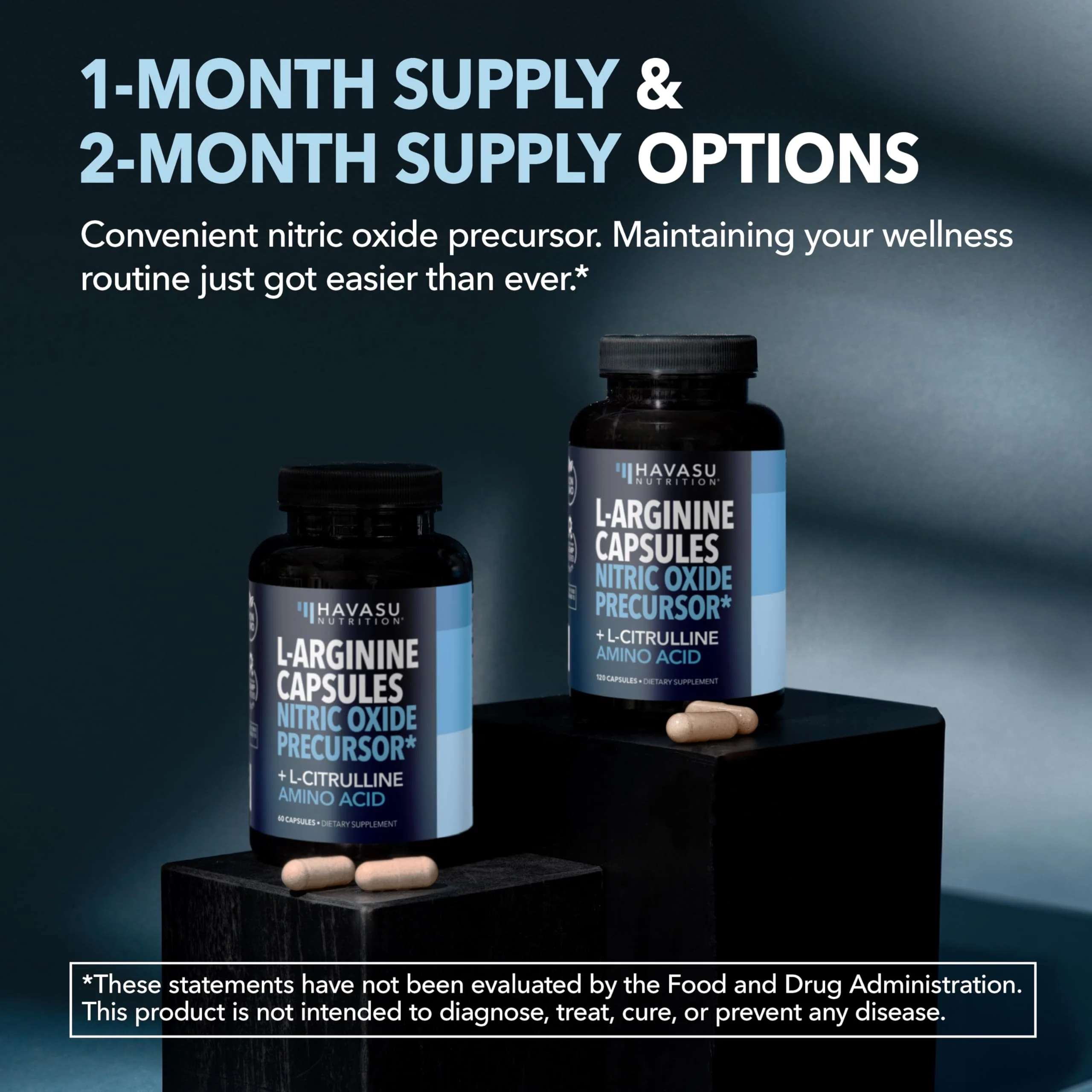 L-Arginine Capsules with L-Citrulline - Nitric Oxide Supplement - L Arginine and L Citrulline Blend - 60 Count - Vegan, Non-GMO Capsules for Performance, Endurance and Muscle Support - 1 Month Supply - Image 3