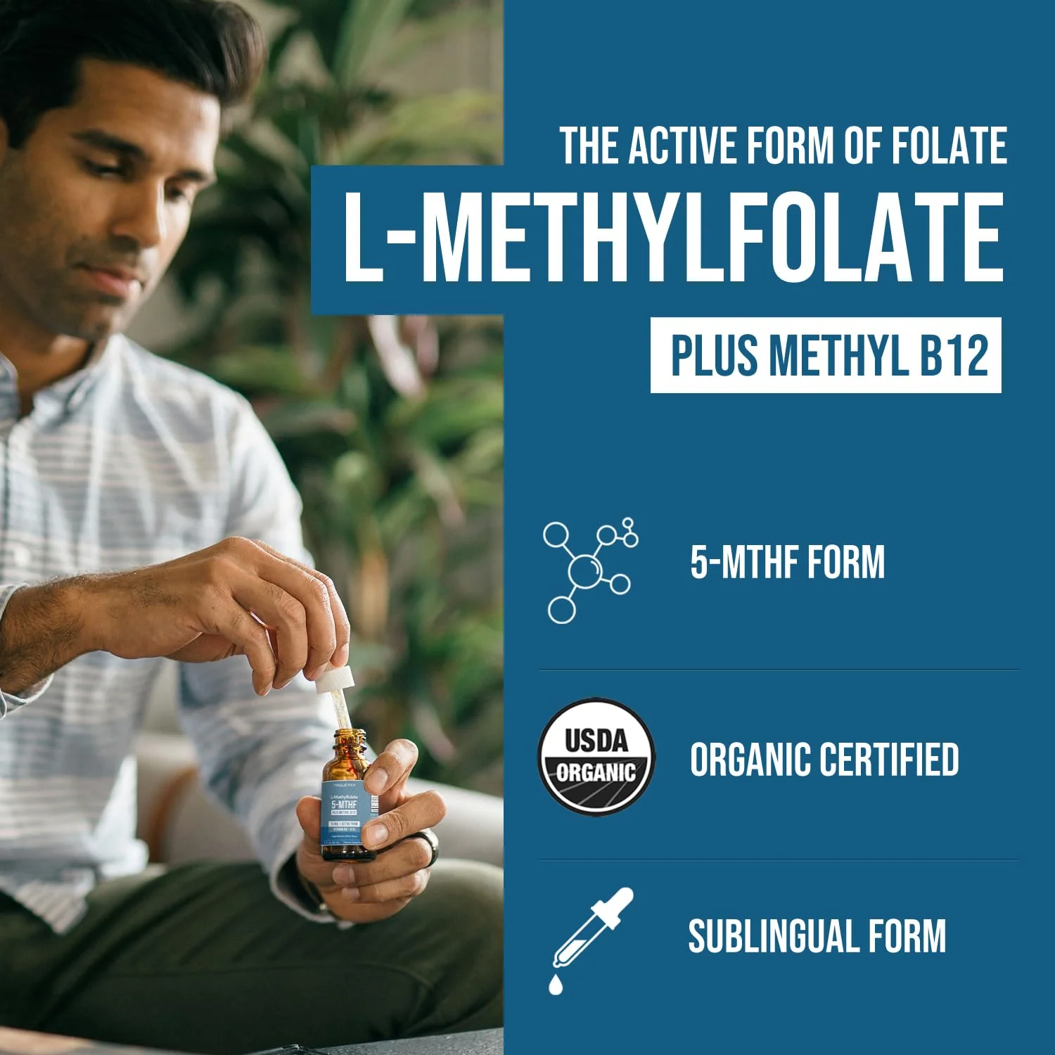 L Methyl Folate 15mg Plus Methyl B12 Cofactor – Organic Berry Flavor, High Potency Liquid Sublingual Active 5-MTHF Form - Supports Mood, Methylation, Cognition – Bioactive Forms Vitamin B9 & B12 (1oz) - Image 6