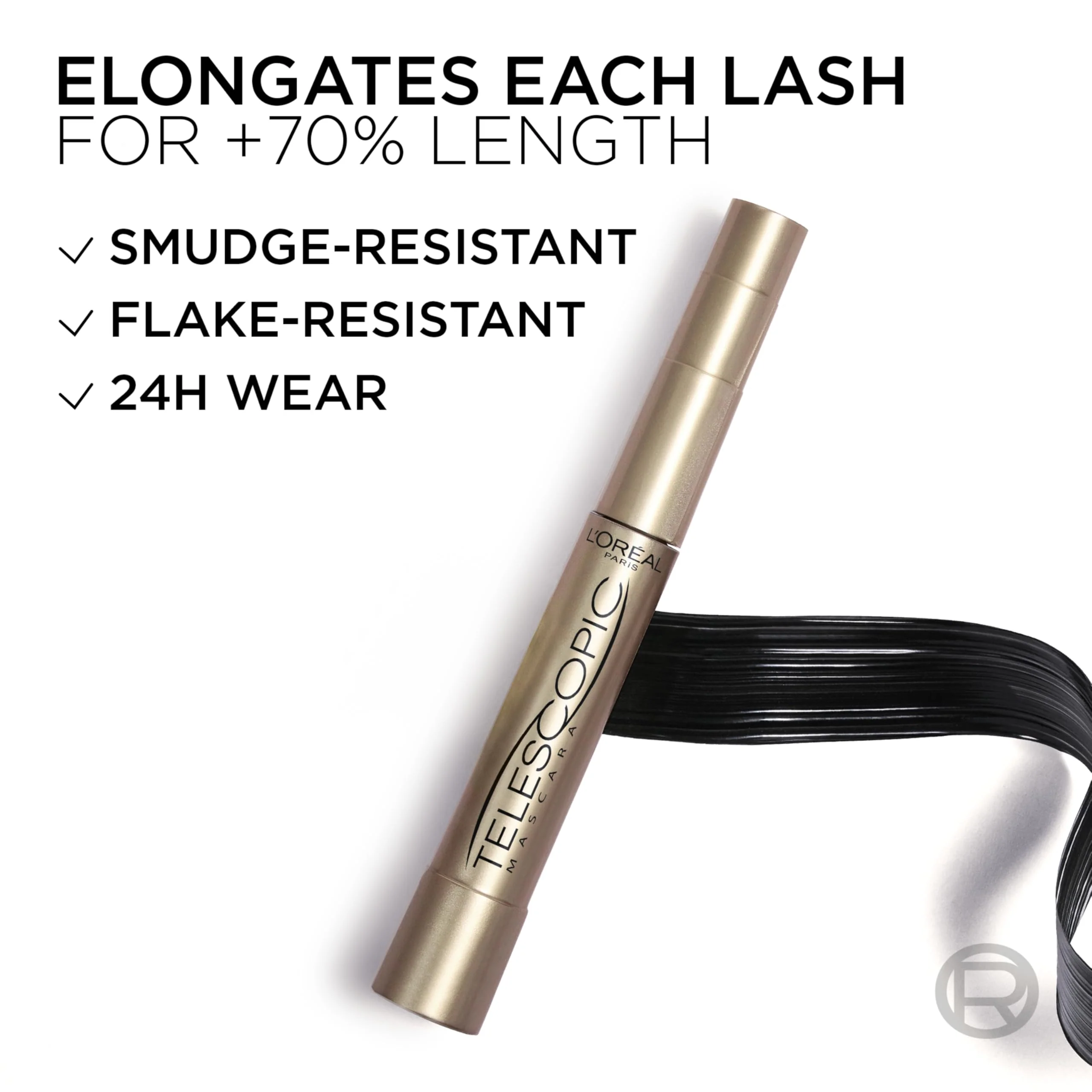 L’Oreal Paris Makeup Original Telescopic Mascara, Separating Mascara Volume and Length Formula, Washable, Black Brown, 0.27 Fl Oz., 1 Count - Image 4