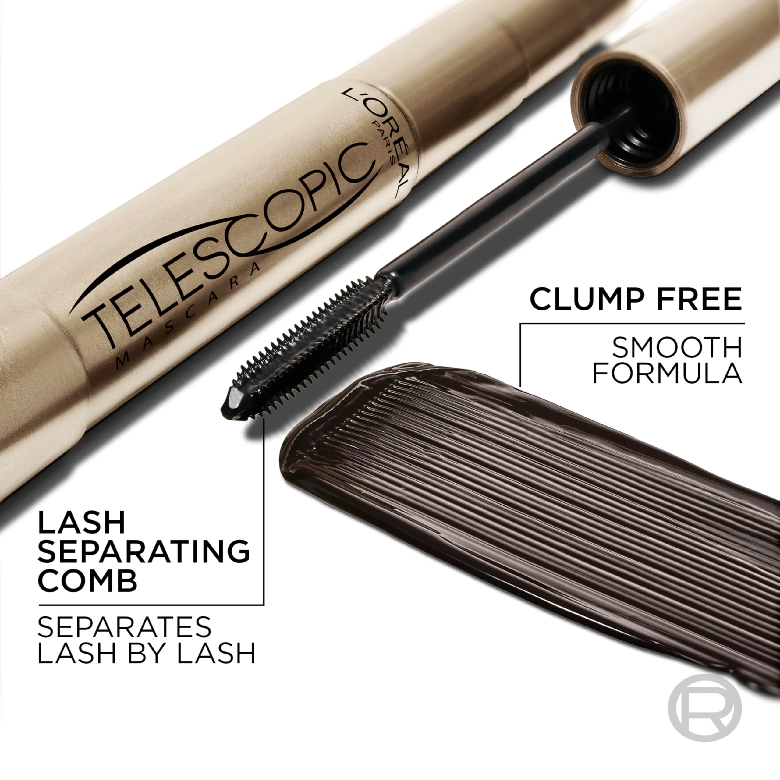 L’Oreal Paris Makeup Original Telescopic Mascara, Separating Mascara Volume and Length Formula, Washable, Black Brown, 0.27 Fl Oz., 1 Count - Image 7