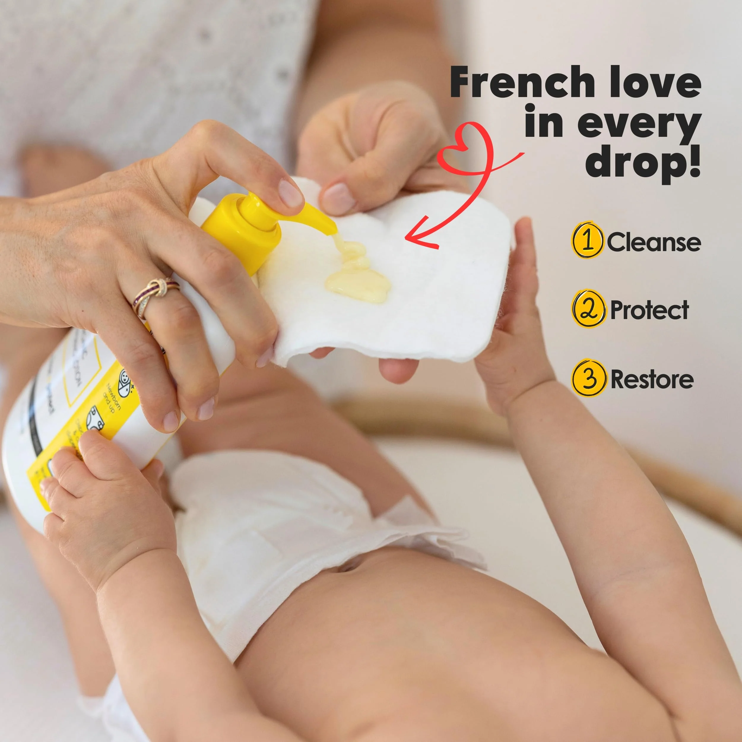 La Petite Creme French Premium Diapering Lotion - Diaper Cream Alternative to Baby Wipes - Gentle Moisturizer & Skin Cleanser with USDA Certified Organic Ingredients - Baby Essentials (20 oz) - Image 5