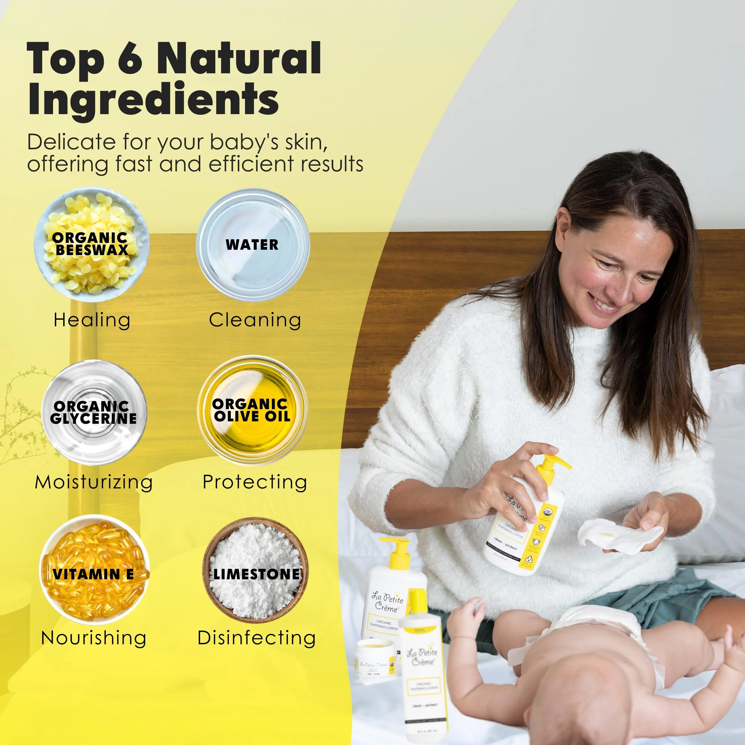 La Petite Creme French Premium Diapering Lotion - Diaper Cream Alternative to Baby Wipes - Gentle Moisturizer & Skin Cleanser with USDA Certified Organic Ingredients - Baby Essentials (20 oz) - Image 7