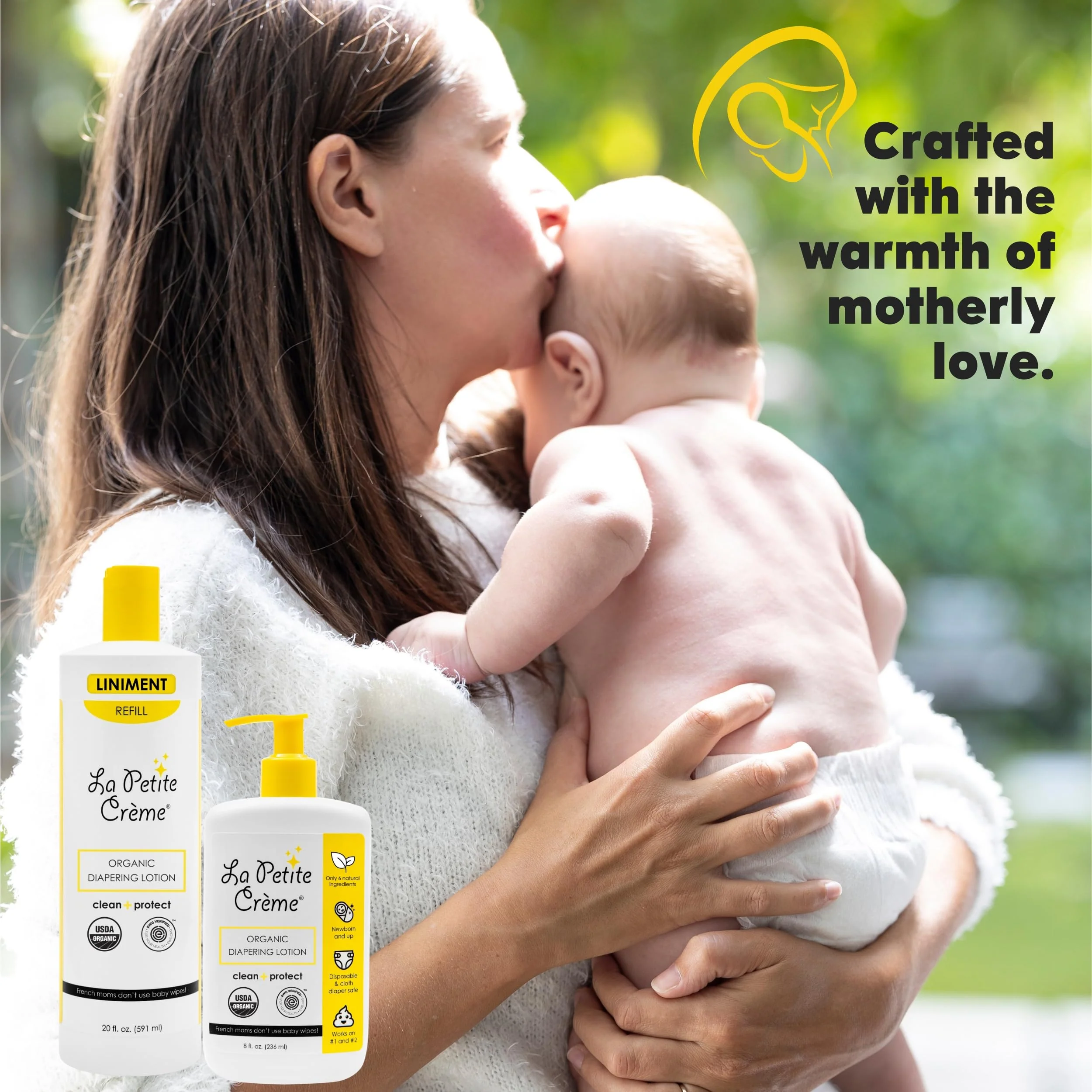 La Petite Creme French Premium Diapering Lotion - Diaper Cream Alternative to Baby Wipes - Moisturizer & Skin Cleanser - USDA Certified Organic Ingredients - Baby Essentials (2 Bottles of 20 oz) - Image 3