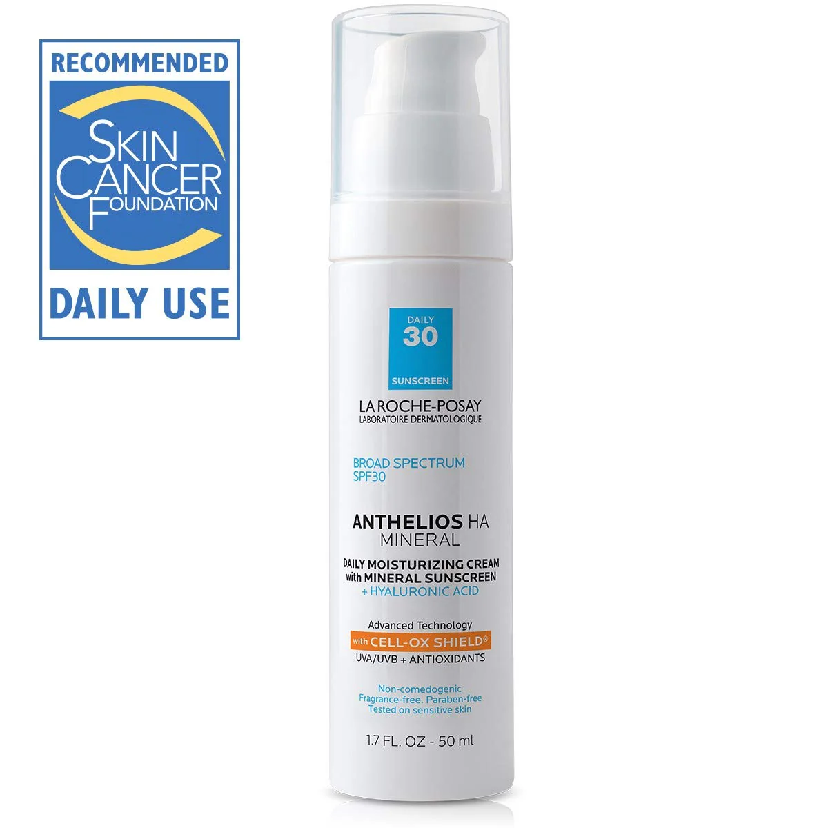La Roche-Posay Anthelios 100% Mineral Sunscreen Moisturizer with Hyaluronic Acid, Broad Spectrum SPF 30 Face Sunscreen with Zinc Oxide & Titanium Dioxide, 1.7 fl. oz. - Image 7