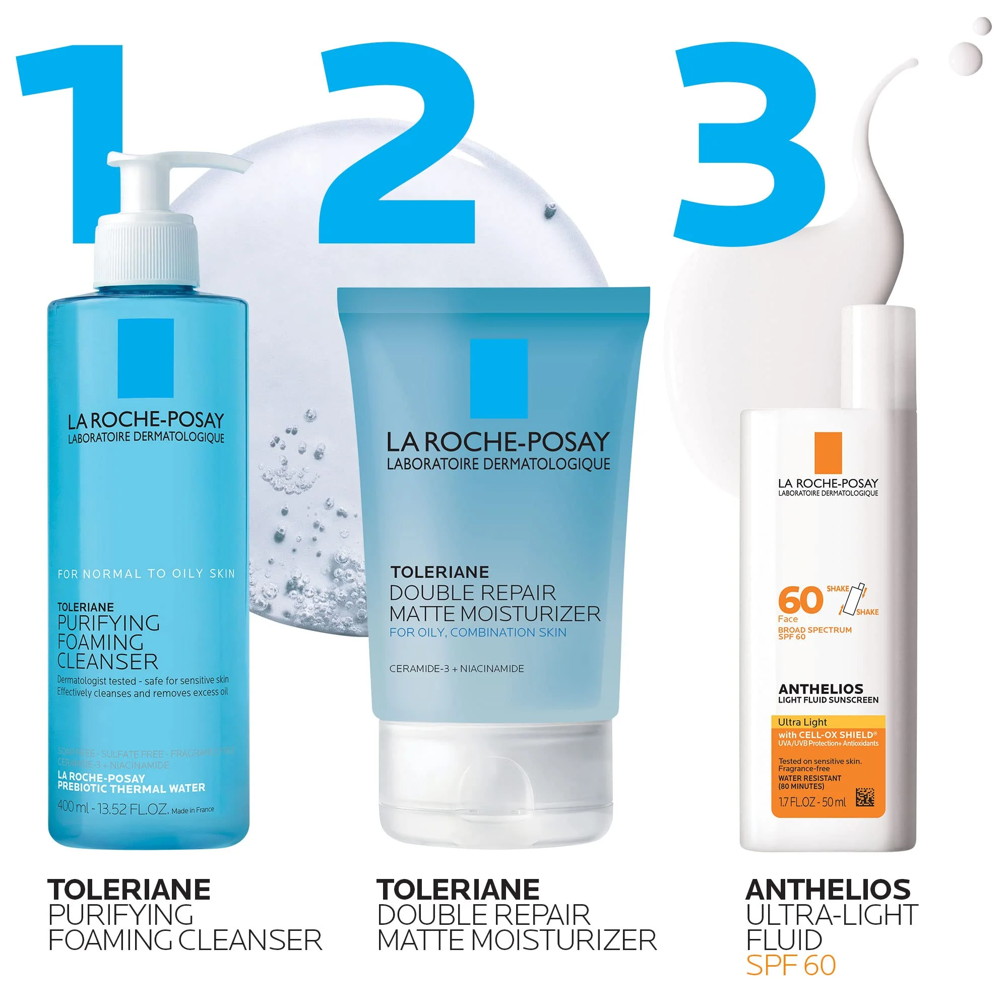 La Roche-Posay Anthelios Light Fluid Facial Sunscreen SPF 60, Lightweight Sunscreen For Face, Fluid Texture, Broad Spectrum SPF + Antioxidants, Oil Free & Oxybenzone Free, Travel Size 1.7 Fl. Oz. - Image 3