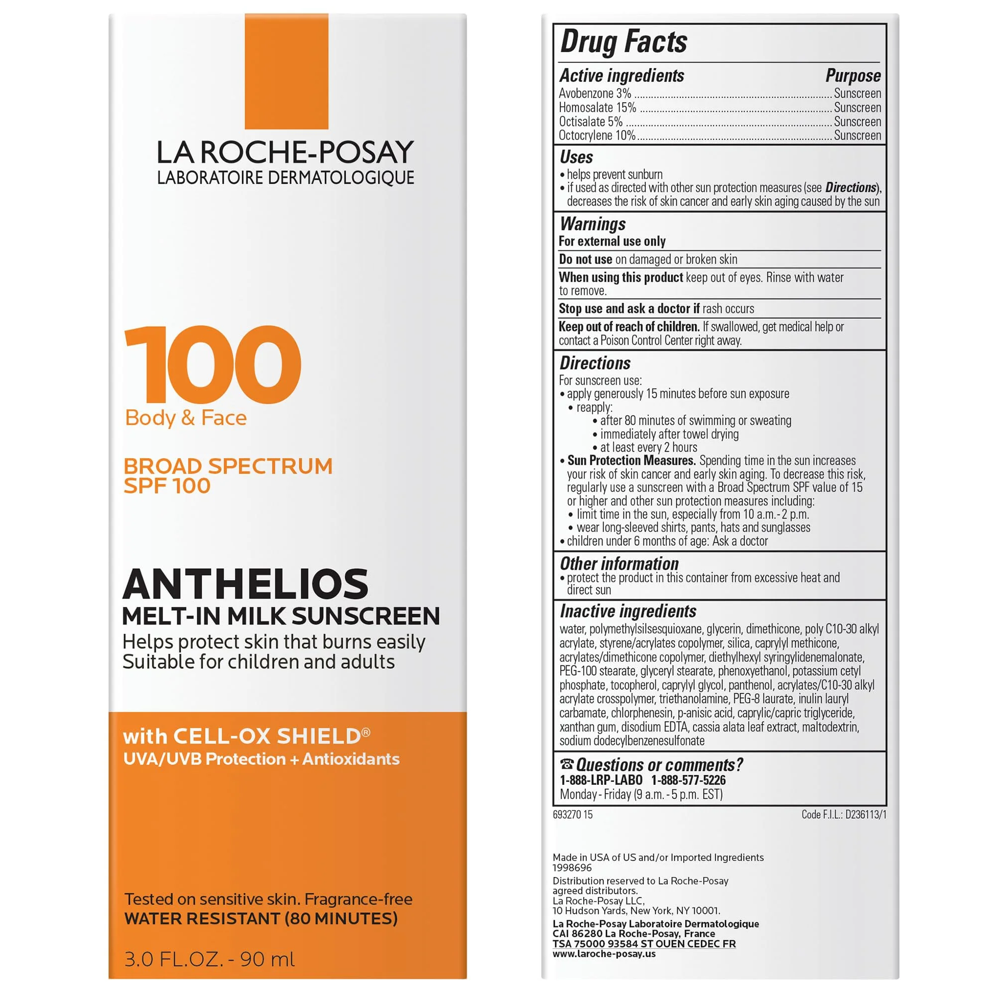 La Roche-Posay Anthelios Melt-In Milk Sunscreen SPF 100, Sunscreen For Body & Face, Broad Spectrum SPF + Antioxidants, Oil Free, For Sun Sensitive Skin, Oxybenzone Free - Image 2