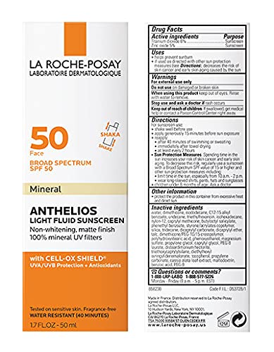 La Roche-Posay Anthelios Mineral Ultra-Light Face Sunscreen SPF 50, Zinc Oxide Sunscreen for Face, 100% Mineral Sunblock, Oil Free for Sensitive Skin, Daily Sun Protection - Image 5