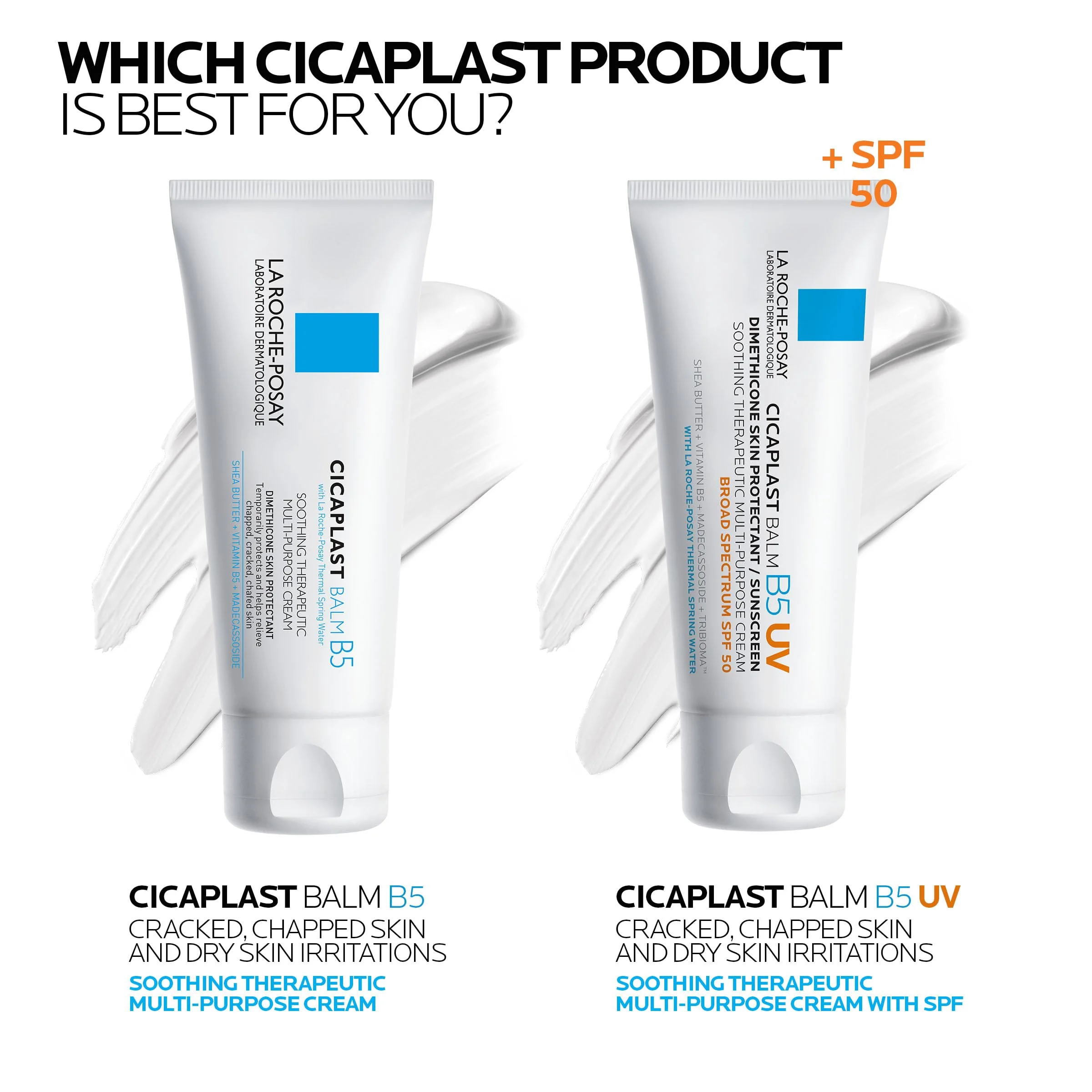 La Roche-Posay Cicaplast Balm B5 UV SPF 50, Vitamin B5 + Shea Butter + Tribioma + Madecassoside + Zinc Oxide Sunscreen, Post Treatment Skin Protectant With SPF, Multi-Purpose Cream For Dry Skin - Image 5
