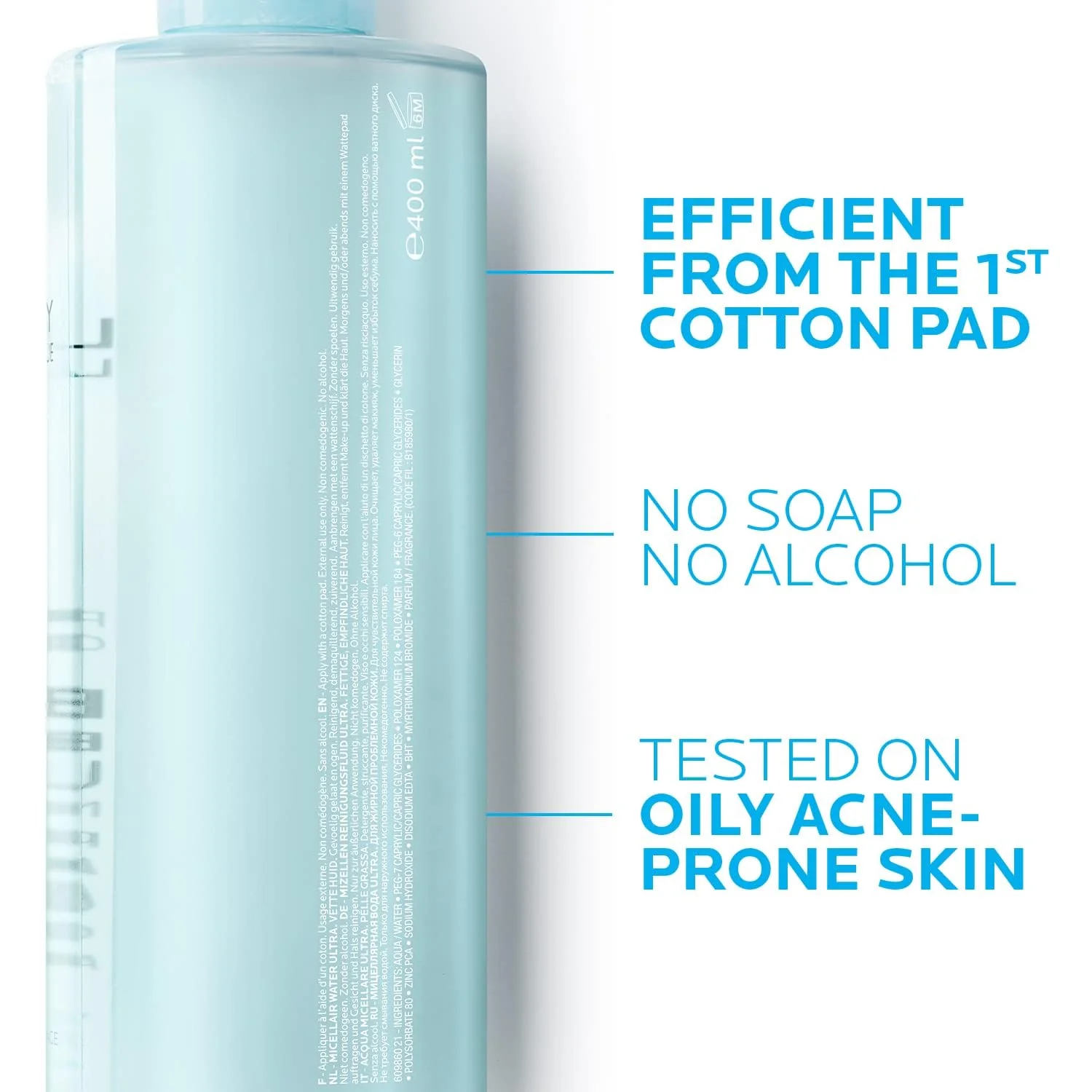La Roche-Posay Effaclar Micellar Cleansing Water Toner for Oily Skin, Oil Free Makeup Remover, Safe for Sensitive Skin with Thermal Spring Water - Image 3