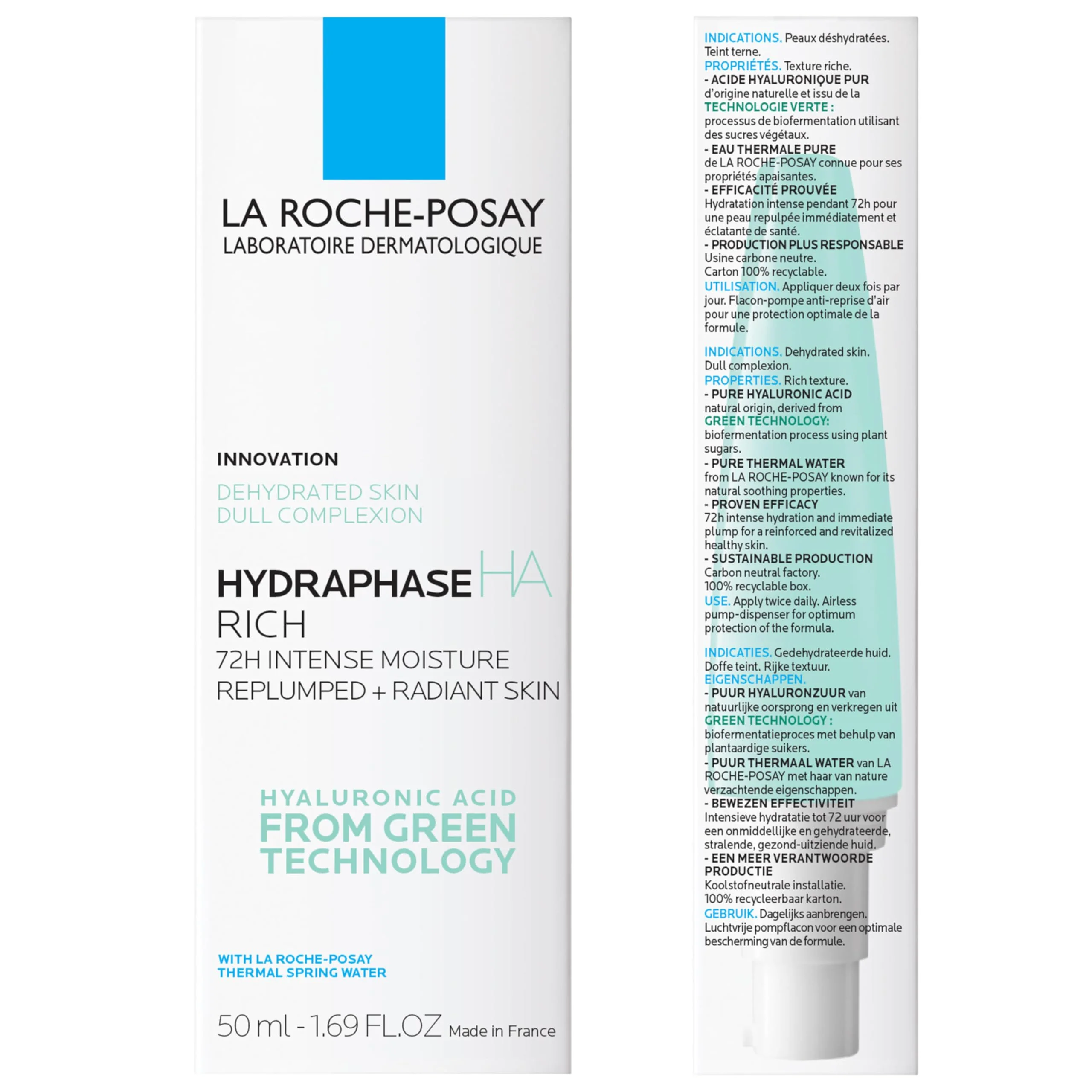 La Roche-Posay Hydraphase HA Rich, Hyaluronic Acid Face Moisturizer for Dry Skin with 72HR Hydration, Oil Free & Non-Comedogenic, 50 ML , 1.69 fl. oz. - Image 2