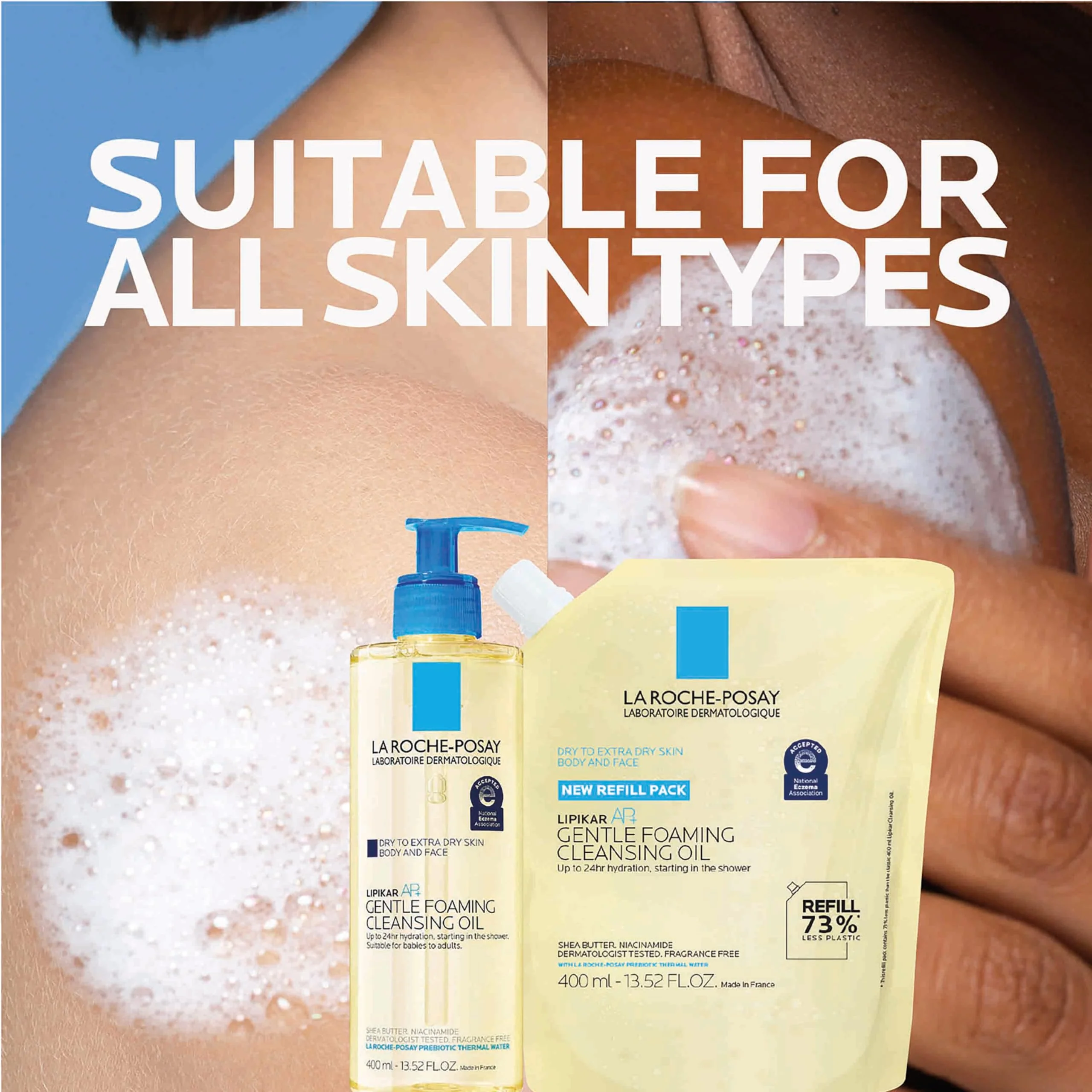 La Roche-Posay Lipikar AP+ Gentle Foaming Cleansing Oil, Gentle Oil Cleanser for Face and Body Formulated with Niacinamide, Long-Lasting 24-hour Hydration, Fragrance-Free & Soap Free - Image 7