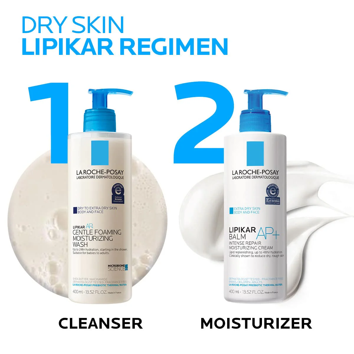 La Roche-Posay Lipikar AP+ Gentle Foaming Moisturizing Wash, Shea Butter + Niacinamide + Glycerin, Moisturizing Body Wash & Face Wash For Dry Skin, National Eczema Association Accepted, Soap Free - Image 2