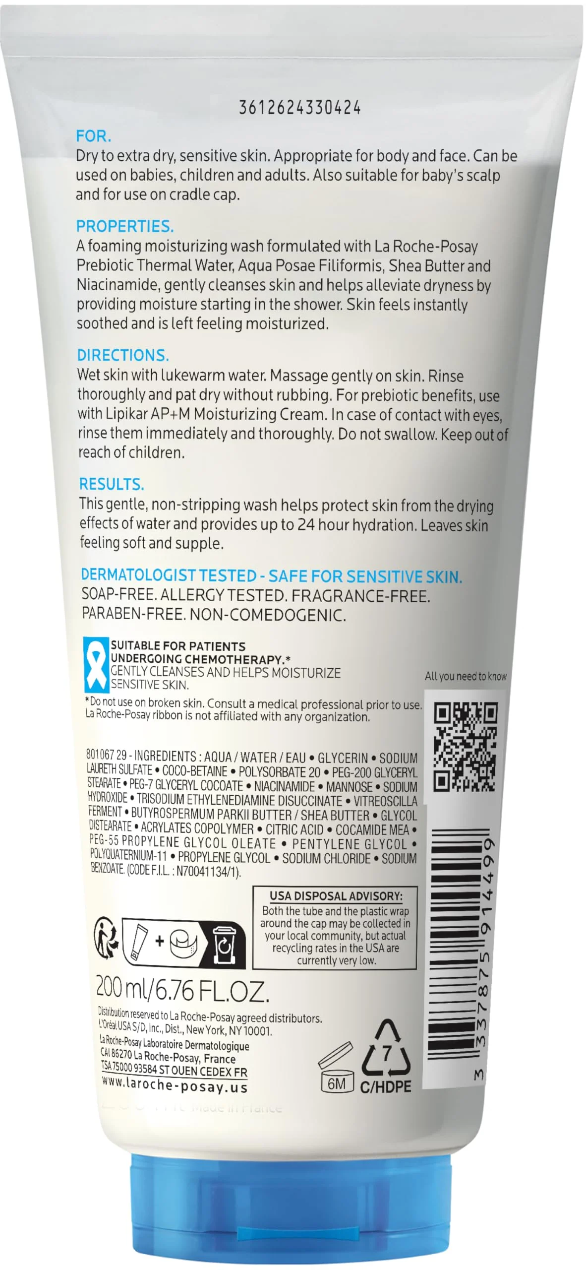 La Roche-Posay Lipikar AP+ Gentle Foaming Moisturizing Wash, Shea Butter + Niacinamide + Glycerin, Moisturizing Body Wash & Face Wash For Dry Skin, National Eczema Association Accepted, Soap Free - Image 4
