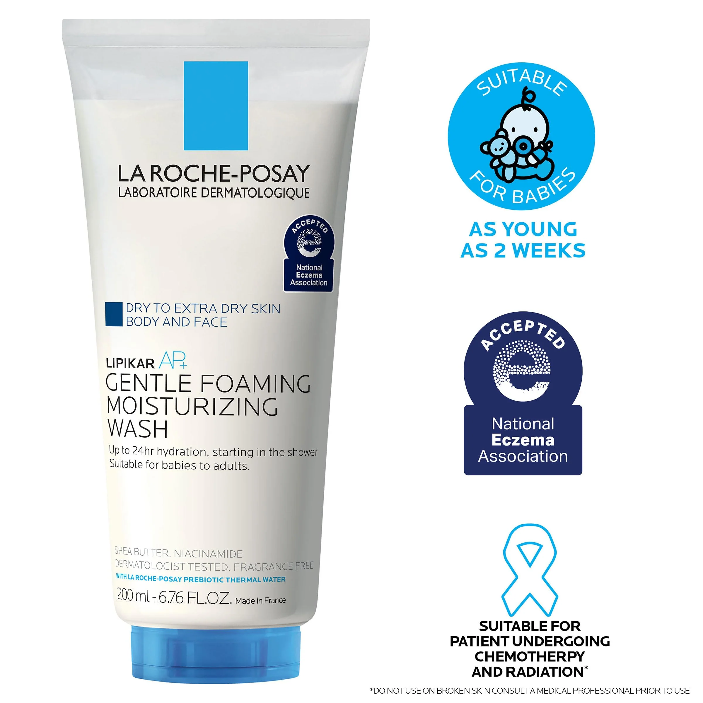 La Roche-Posay Lipikar AP+ Gentle Foaming Moisturizing Wash, Shea Butter + Niacinamide + Glycerin, Moisturizing Body Wash & Face Wash For Dry Skin, National Eczema Association Accepted, Soap Free - Image 5