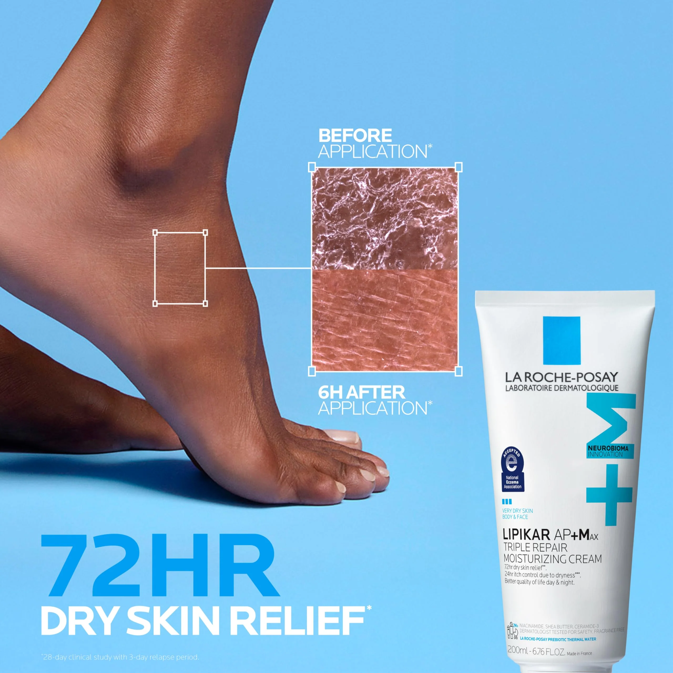 La Roche-Posay Lipikar AP+MAX Triple Repair Moisturizing Body Cream | Face & Body Lotion for Dry Skin with Shea Butter & Niacinamide | Gentle Moisturizer for Very Dry, Rough & Sensitive Skin, 200ml - Image 6