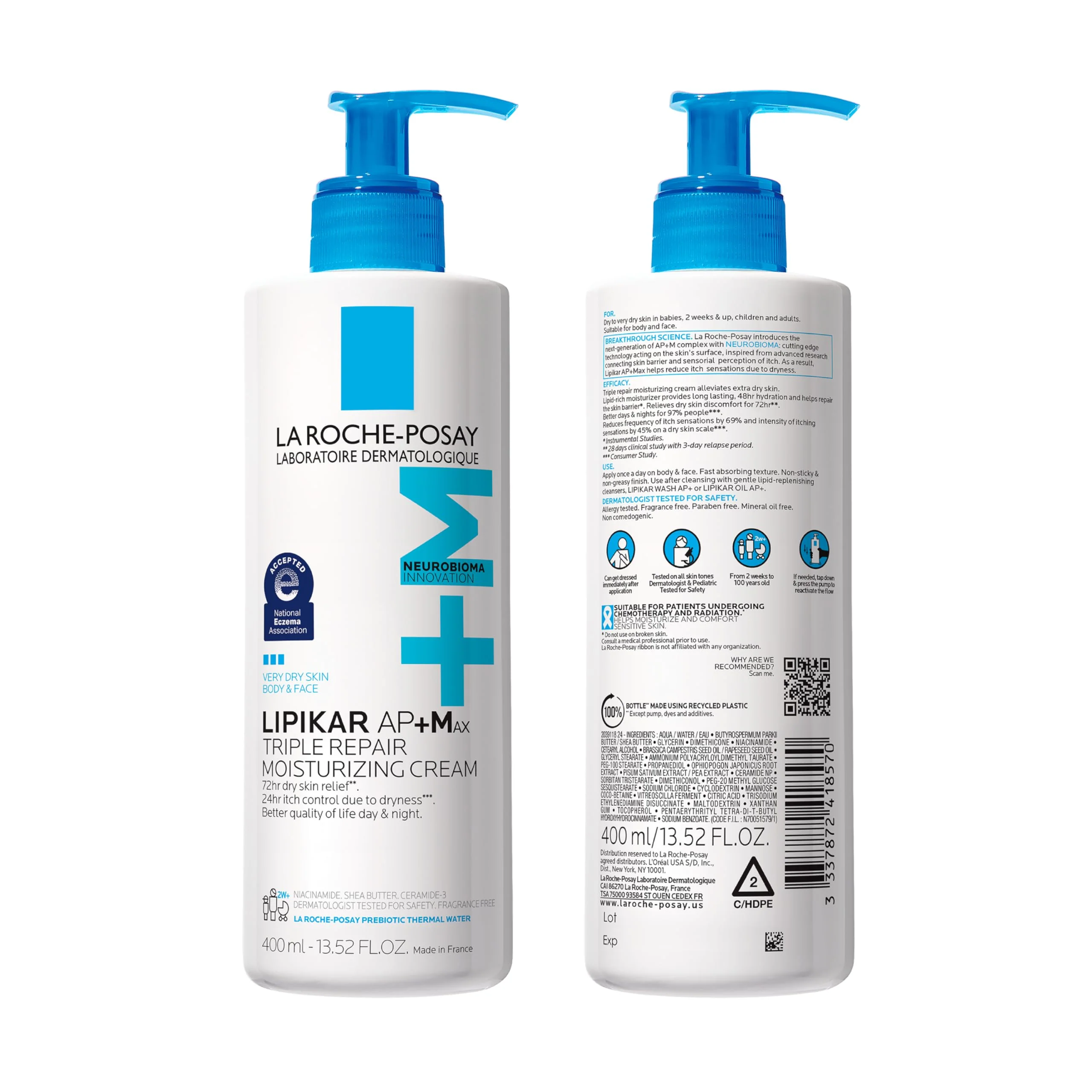 La Roche-Posay Lipikar AP+MAX Triple Repair Moisturizing Body Cream | Face & Body Lotion for Dry Skin with Shea Butter & Niacinamide | Gentle Moisturizer for Very Dry, Rough & Sensitive Skin, 475ml - Image 3